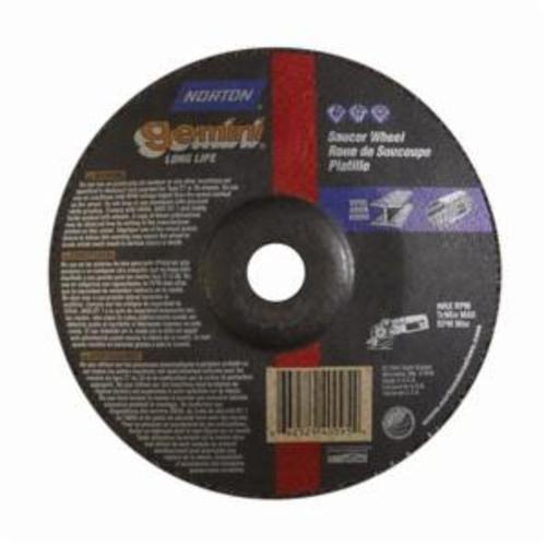 Norton&reg; Gemini&reg; 66252940095 DS714G All Purpose Saucer Cut-Off Wheel With Quick-Change Hub, 7 in Dia x 1/4 in THK, 7/8 in Center Hole, 24 Grit, Aluminum Oxide Abrasive