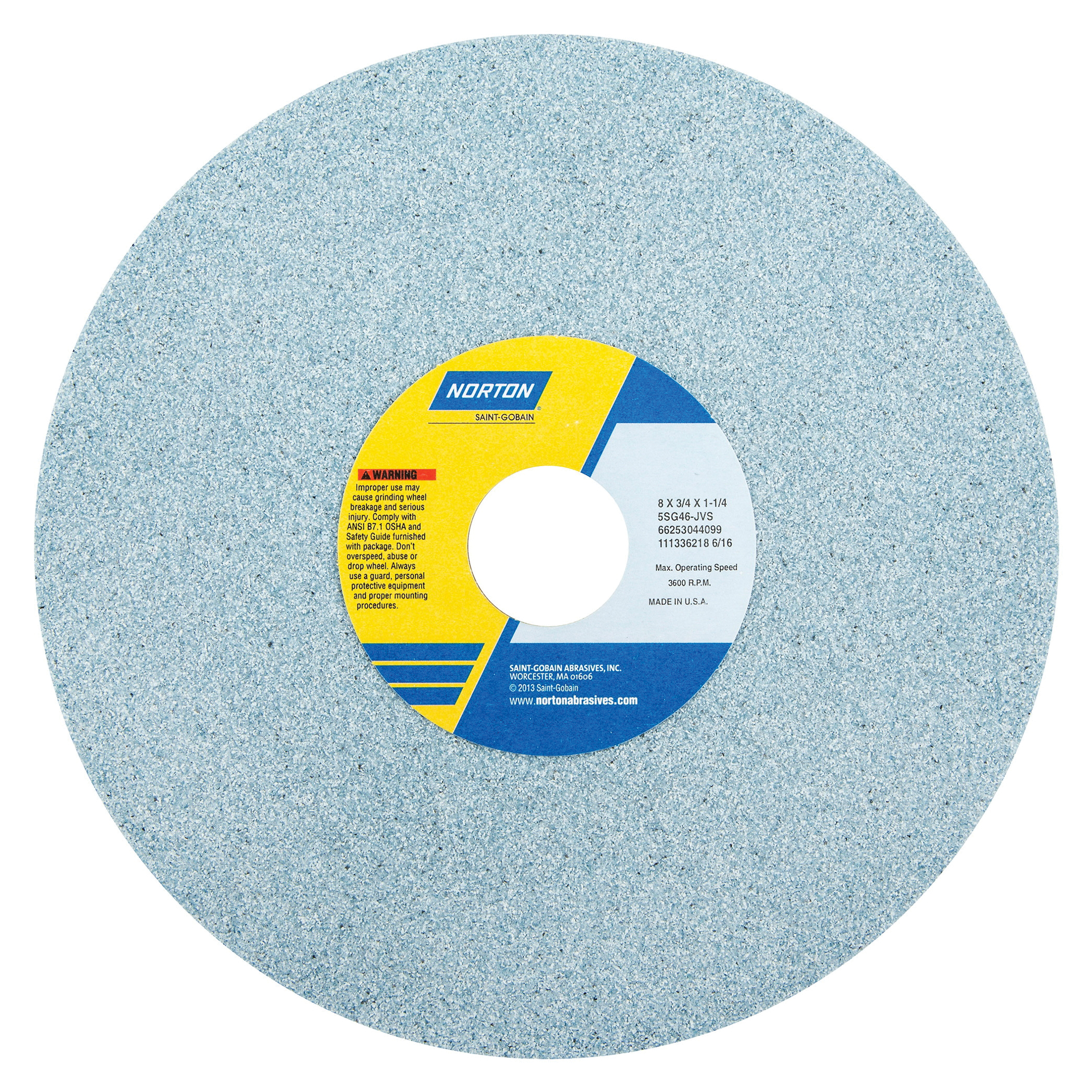 Radiac® 34078738 Plate Method Tool Sharpen Wheel, 6 in Dia x 1 in THK, 4 in Center Hole, 100 Grit, Silicon Carbide Abrasive