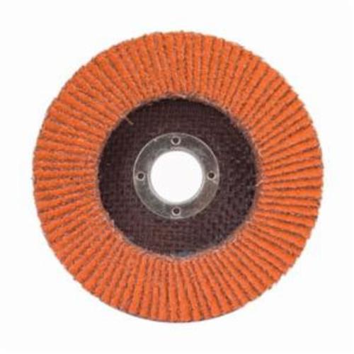 Norton&reg; Blaze&reg; 66261020628 R980P Center Mount High Density Coated Abrasive Flap Disc, 4-1/2 in Dia, 7/8 in Center Hole, 40 Grit, Extra Coarse Grade, Ceramic Alumina Abrasive, Type 27 Flat Disc