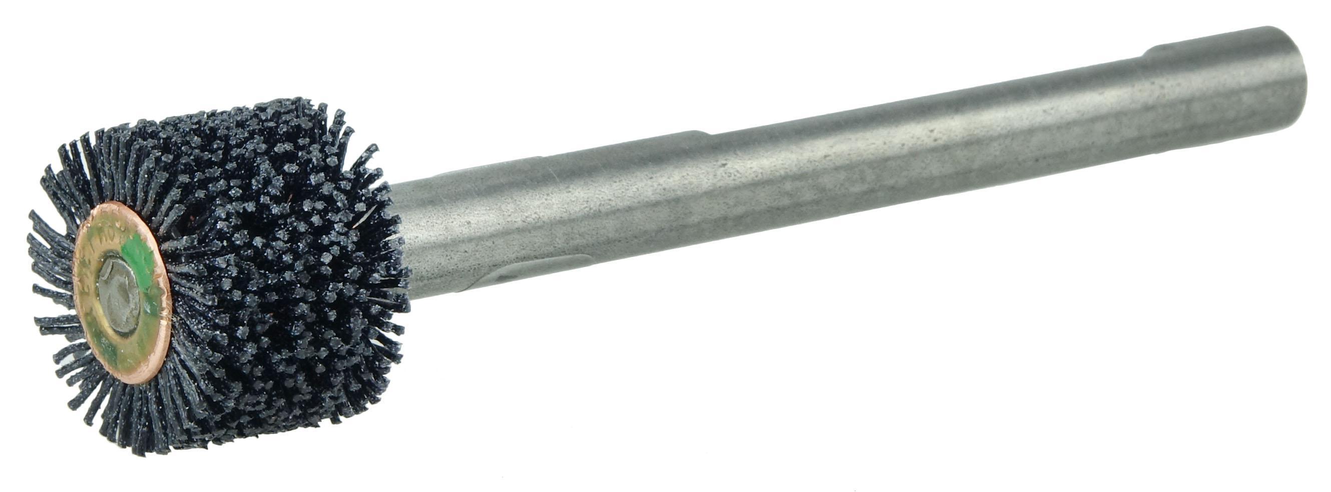 Bore-Rx&trade; 86113 Crimped Round Shell Mill Holder Straight Disc Brush, 4 in Dia Brush, 1-1/4 in Center Hole, 0.043 in Dia Filament/Wire, Ceramic Fill