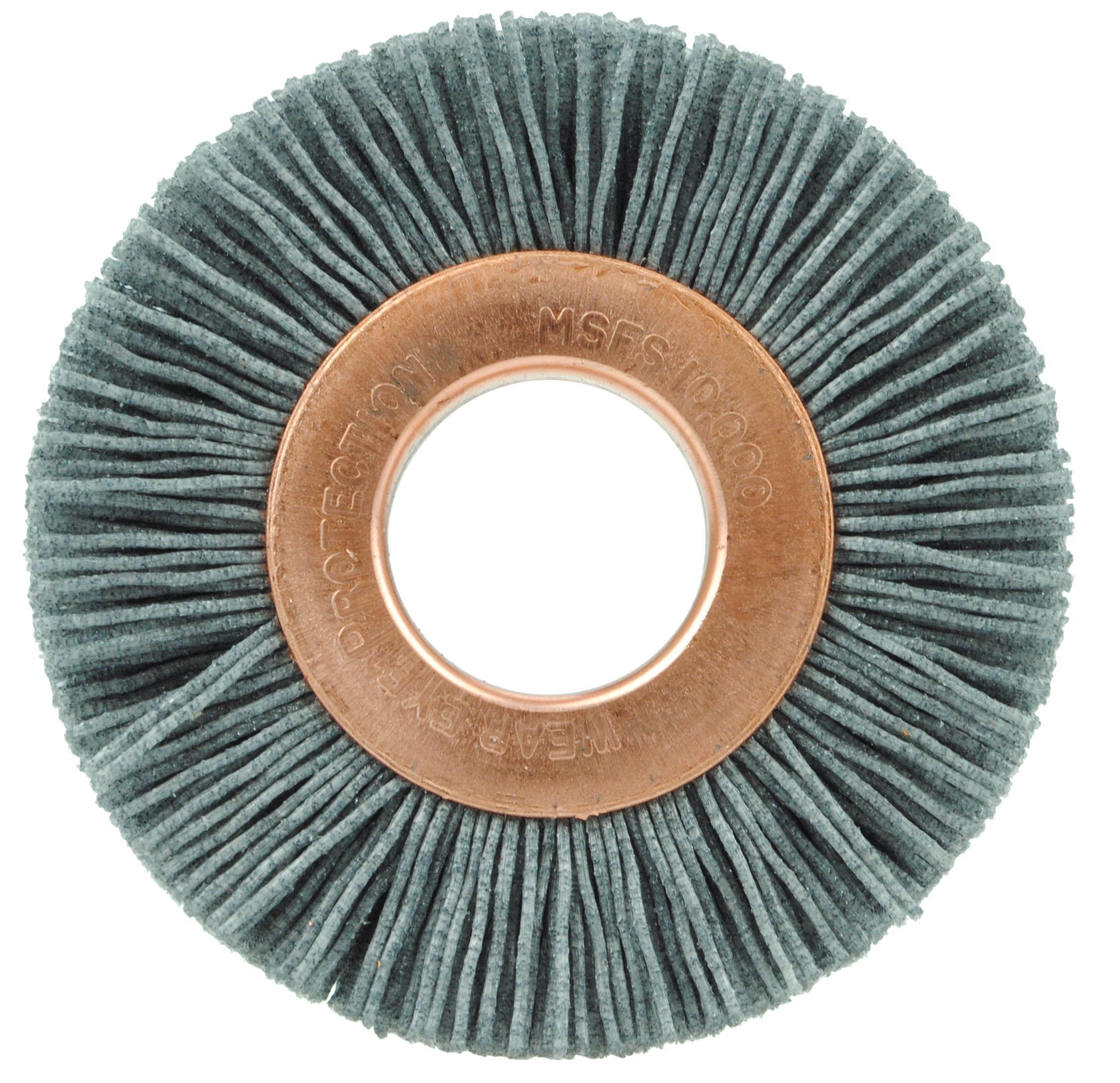 Nylox&reg; 16315 Small Diameter Burr Set With Metal Case, 3 in Dia Brush, 1/2 in W Face, 0.022 in Dia Crimped/Round Filament/Wire, 1/2 in Arbor Hole