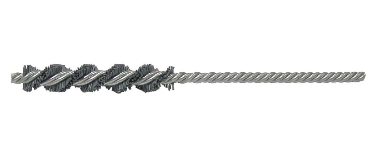 Nylox&reg; 85816 Crimped Composite Back Round Straight Disc Brush, 4 in Dia Brush, 7/8 in Center Hole, 0.04 in Dia Filament/Wire, Silicon Carbide Fill