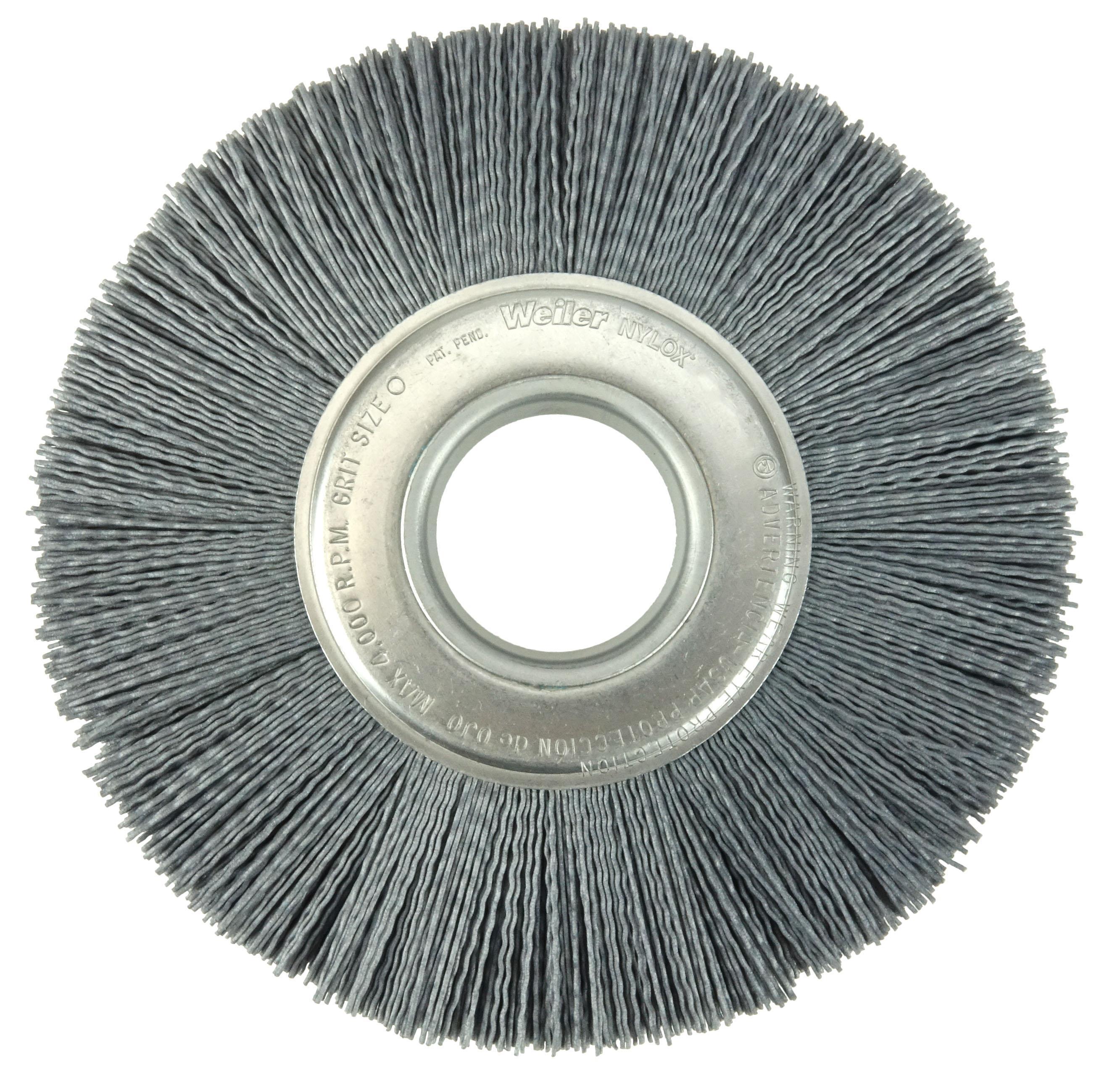 Weiler&reg; 03190 TL-10 Wide Face Wheel Brush, 10 in Dia Brush, 2 in W Face, 0.0118 in Dia Filament/Wire Crimped Filament/Wire, 2 in Arbor Hole