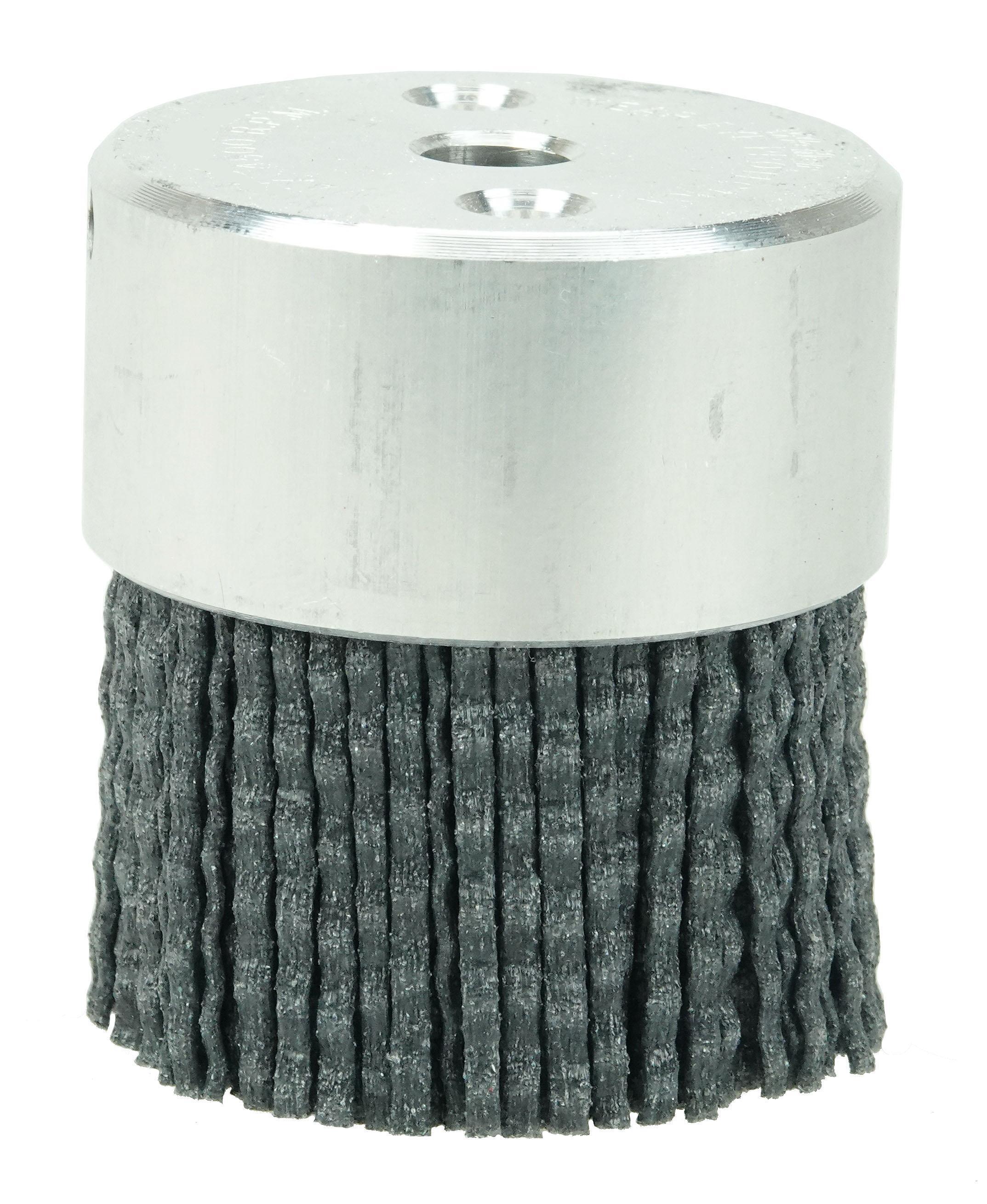 Nylox&reg; 85844 Crimped Composite Back Rectangle Straight Disc Brush, 5 in Dia Brush, 7/8 in Center Hole, Silicon Carbide Fill