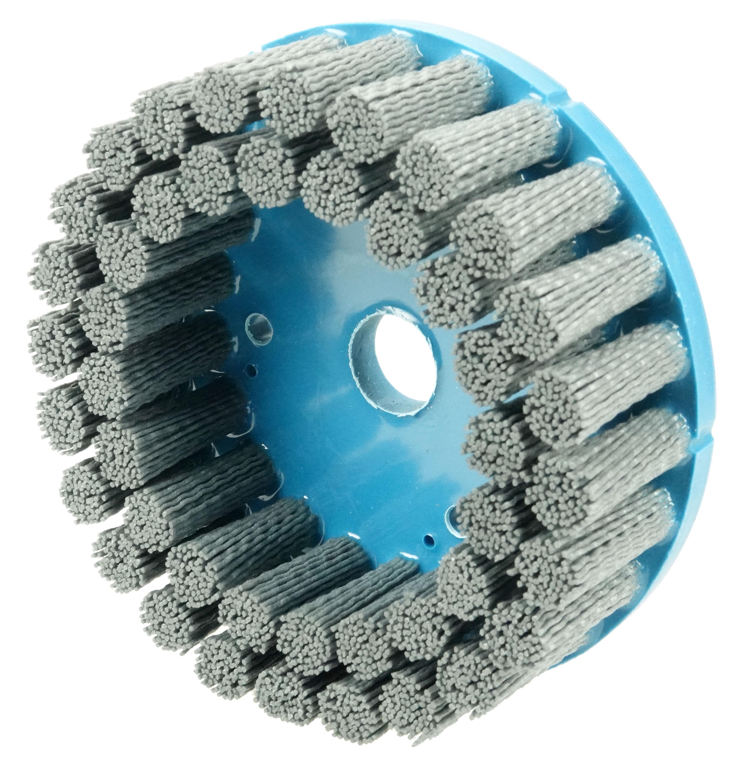 Nylox&reg; 85862 Crimped Composite Back Rectangle Straight Disc Brush, 6 in Dia Brush, 7/8 in Center Hole, Silicon Carbide Fill