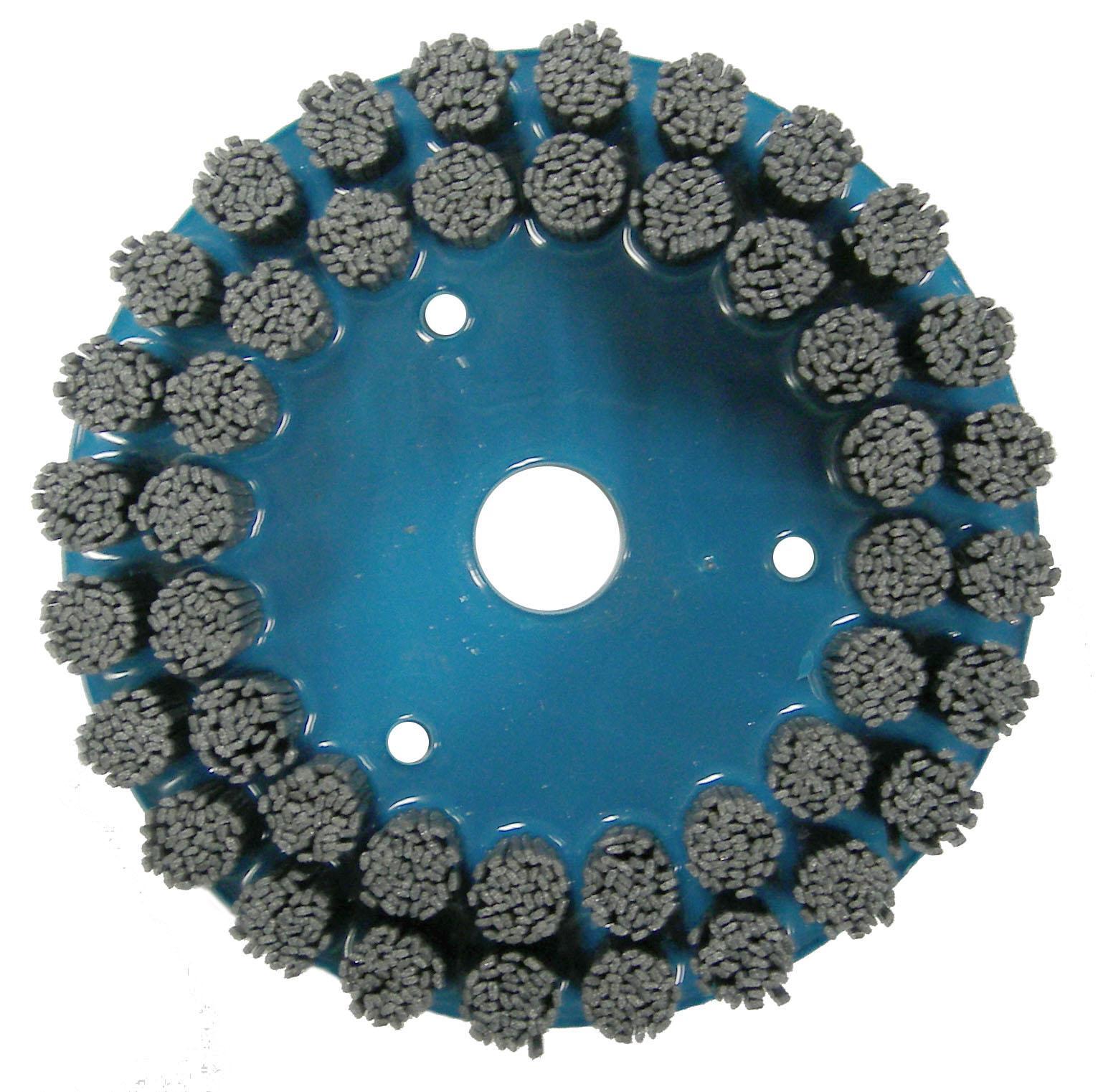 Bore-Rx&trade; 86113 Crimped Round Shell Mill Holder Straight Disc Brush, 4 in Dia Brush, 1-1/4 in Center Hole, 0.043 in Dia Filament/Wire, Ceramic Fill