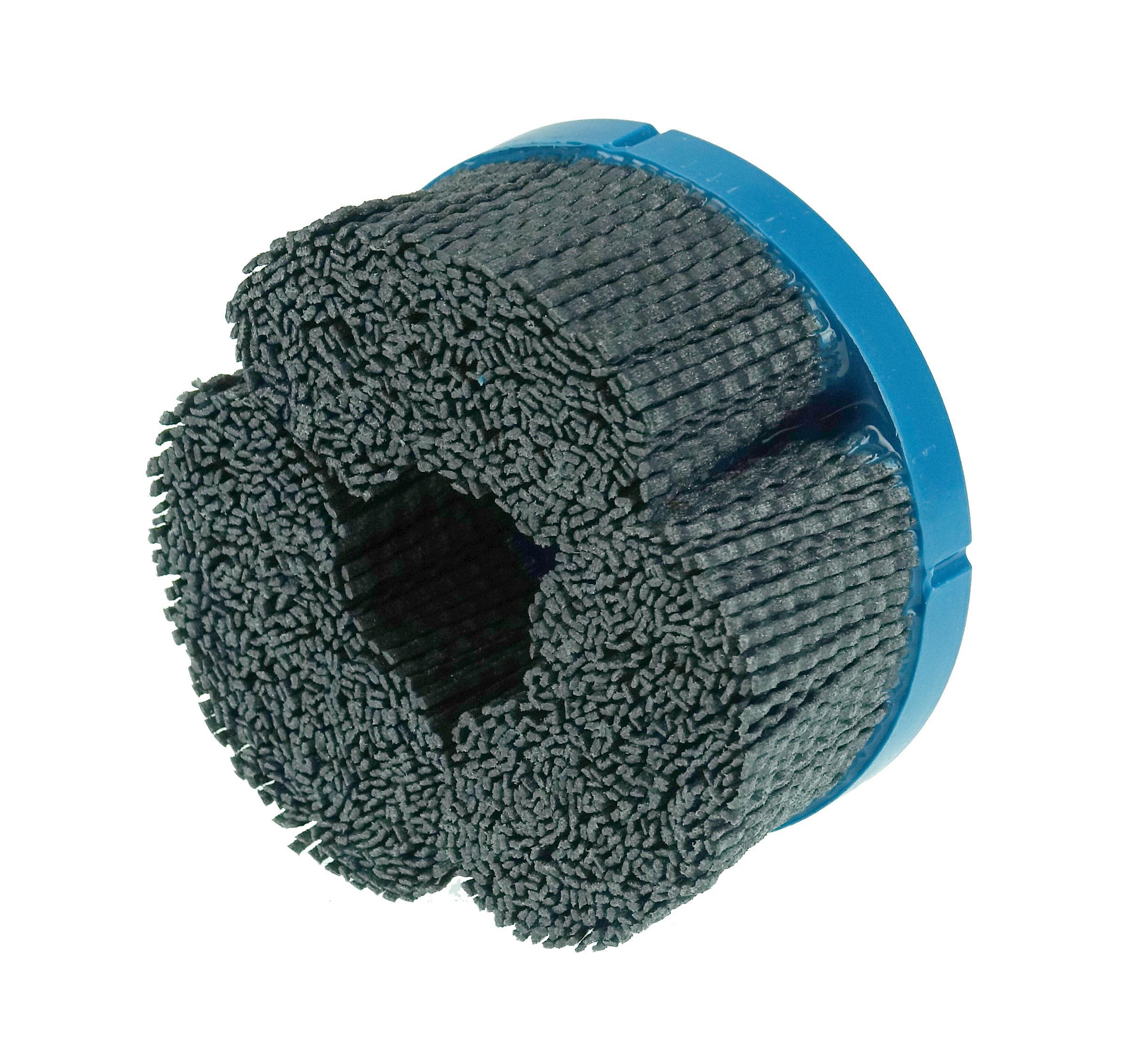 Nylox&reg; 85862 Crimped Composite Back Rectangle Straight Disc Brush, 6 in Dia Brush, 7/8 in Center Hole, Silicon Carbide Fill