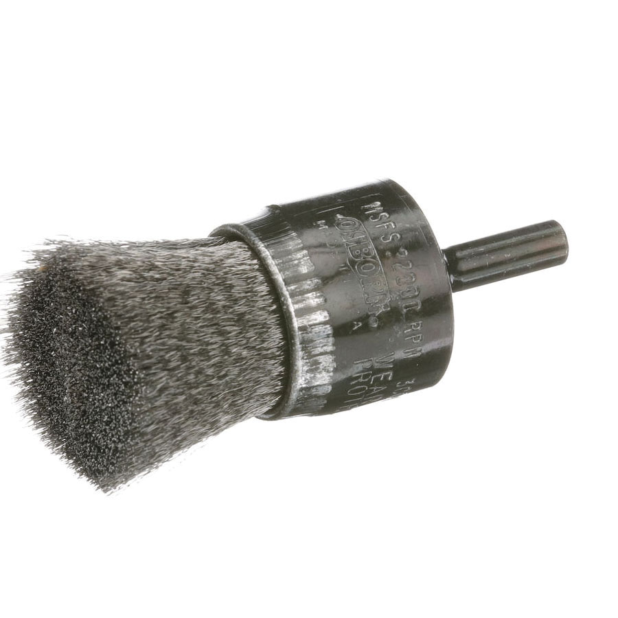 Osborn 0003006300 High Speed Solid Face End Brush, 1 in Dia Brush, Crimped, 0.006 in Dia Filament/Wire, AB Carbon Steel Fill, 1 in L Trim