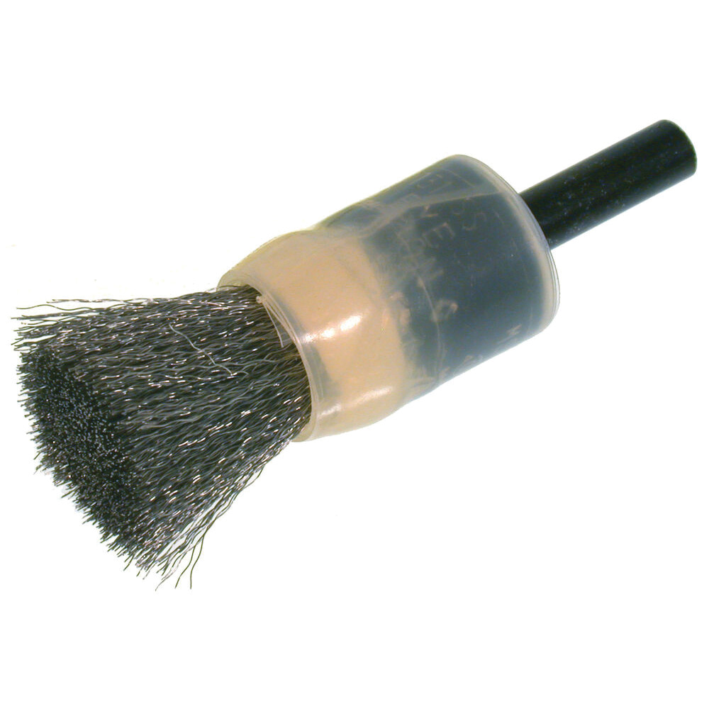 Osborn 0003013100 Scuf-Gard Coated Solid Face End Brush, 1/2 in Dia Brush, Crimped, 0.005 in Dia Filament/Wire, Stainless Steel Fill, 1 in L Trim