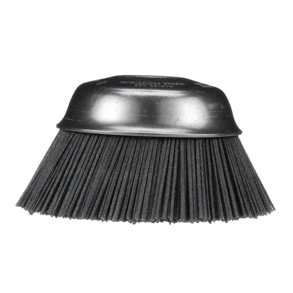 Osborn ATB&trade; 0003214900 Flat Trim Cup Brush With Nut, 4 in Dia Brush, 5/8-11 UNC Arbor Hole, Bridled/Straight, Aluminum Oxide Fill