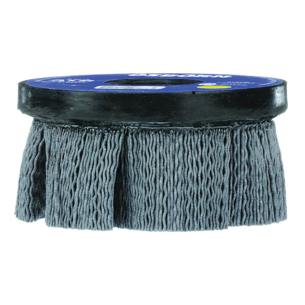 Osborn ATB&trade; Uni-Lok&reg; 0004708100 Crimped Round Turbo Disc Brush, 3 in Dia Brush, 7/8 in Center Hole, 0.004 in Dia Filament/Wire, Silicon Carbide Fill