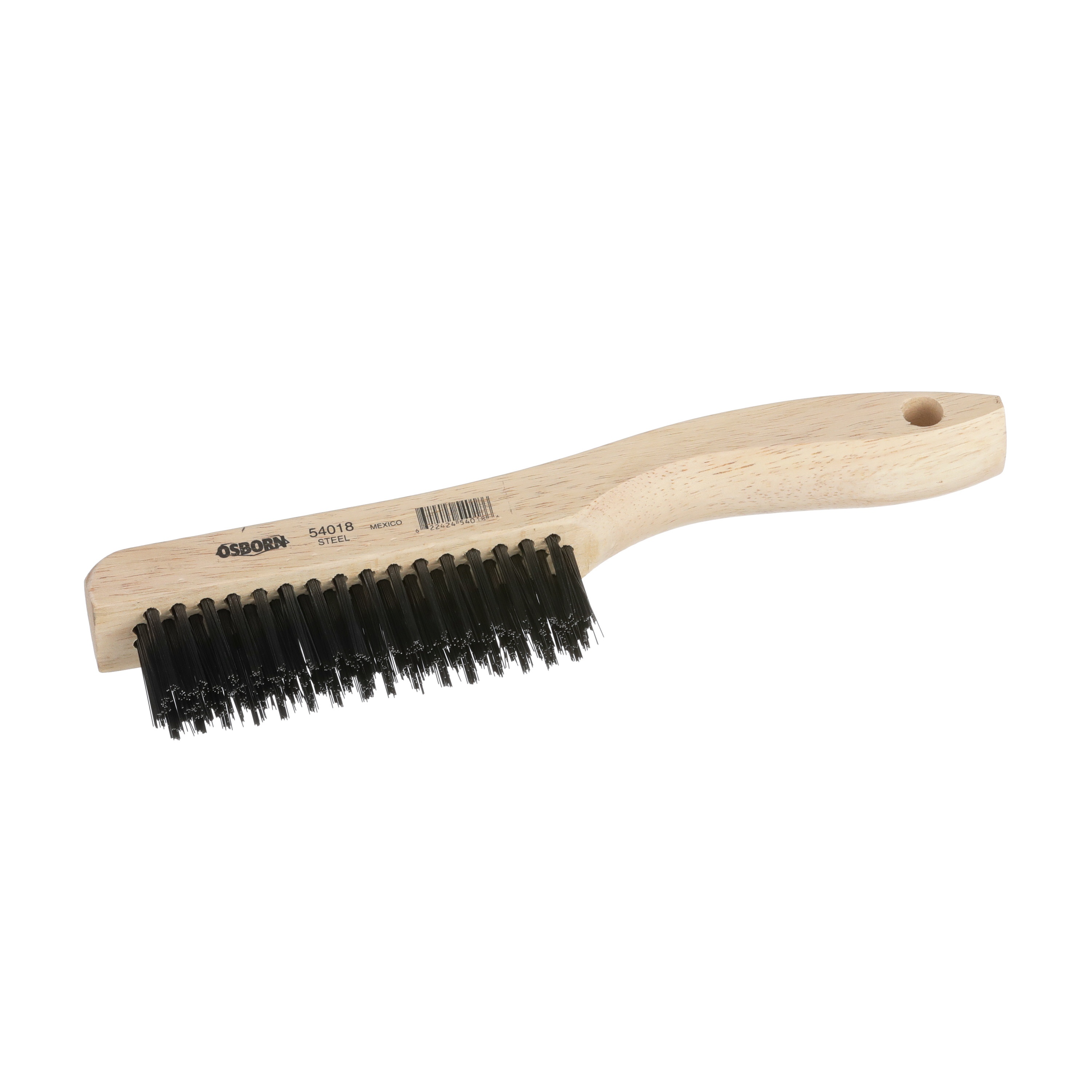 Osborn 0005402200 Angled Back Small Cleaning Scratch Brush, 1-7/16 in L Brush, 7/16 in W Block, 7-3/4 in OAL, 7/16 in L Stainless Steel Trim