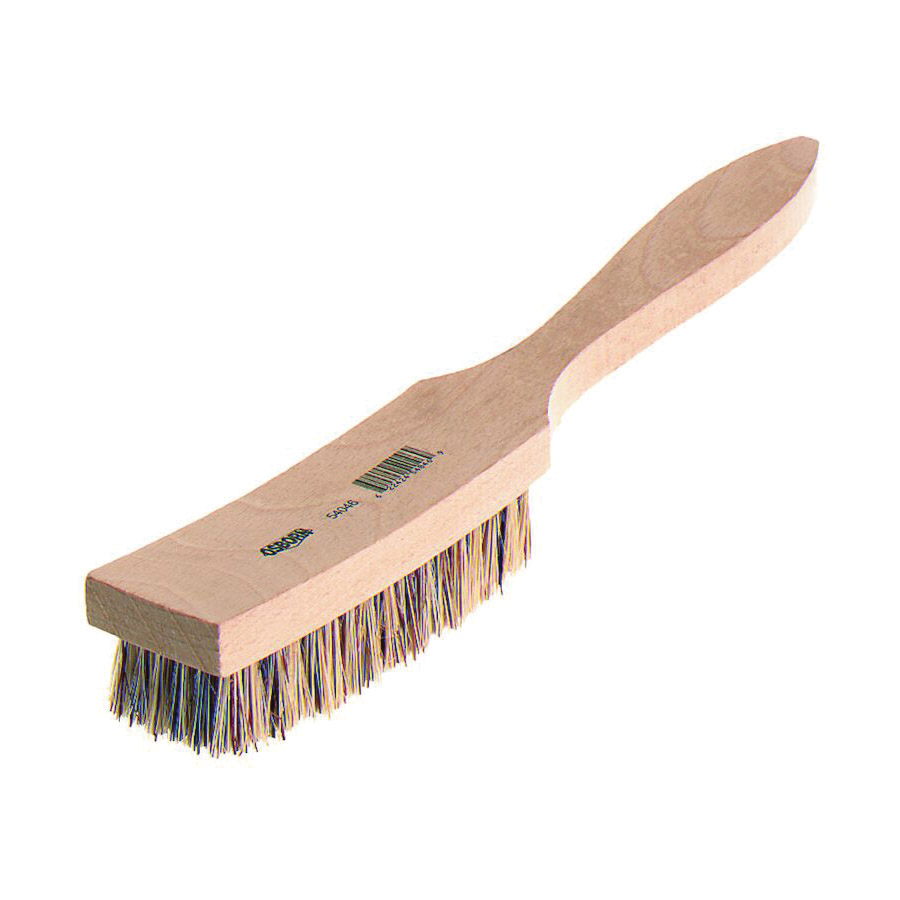 Osborn 0005403800 Plater's Scratch Brush, 4-3/4 in L x 1-1/16 in W Brush, 10 in OAL, 1 in L Brass Wire Trim