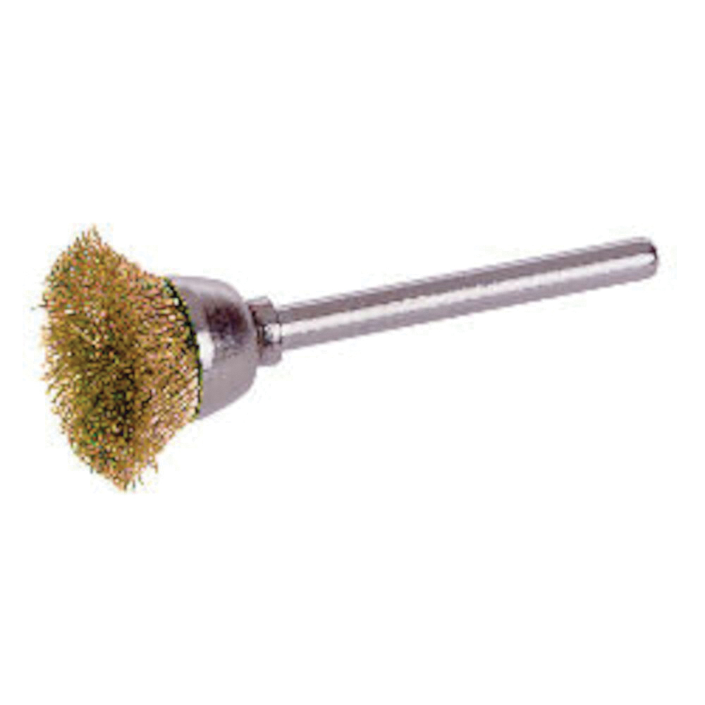 Osborn 0007570500 Miniature Cup Brush, 9/16 in Dia Brush, 0.005 in Dia Filament/Wire, Straight, Carbon Steel Fill
