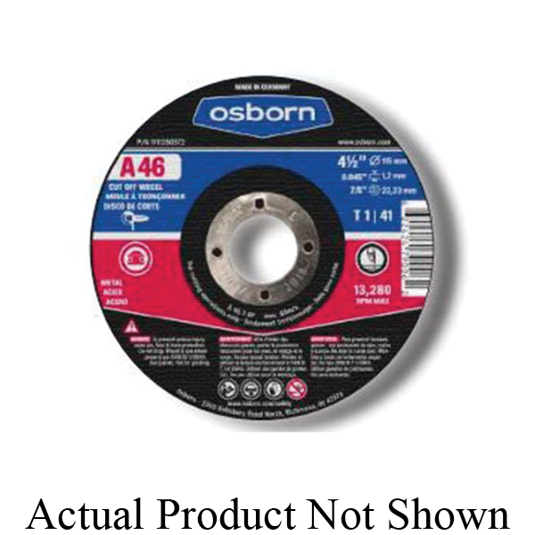 Osborn 1183250572 A Series Type 27 Cut-off Wheel, 7 in Dia x 0.06 in THK, 7/8 in Center Hole, 46 Grit, Aluminum Oxide Abrasive