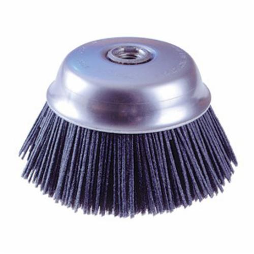 Osborn ATB&trade; 0003214900 Flat Trim Cup Brush With Nut, 4 in Dia Brush, 5/8-11 UNC Arbor Hole, Bridled/Straight, Aluminum Oxide Fill