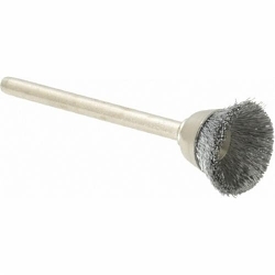 Osborn 0007570500 Miniature Cup Brush, 9/16 in Dia Brush, 0.005 in Dia Filament/Wire, Straight, Carbon Steel Fill