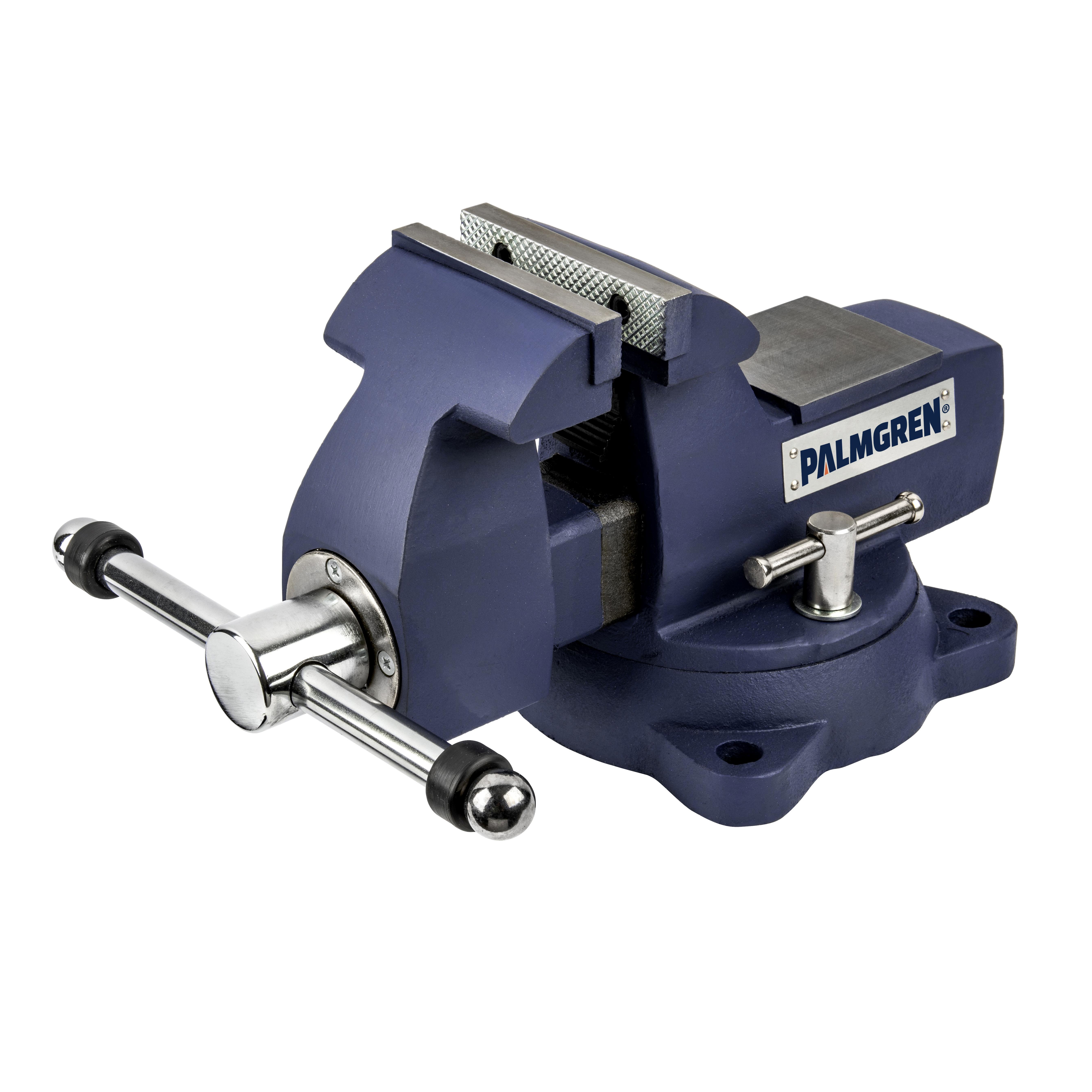 PALMGREN&reg; 9629744 Combination Horizontal Industrial Bench and Pipe Vise, 5 in Jaw Opening, 4 in W Steel Jaw, 3-1/2 in D Throat