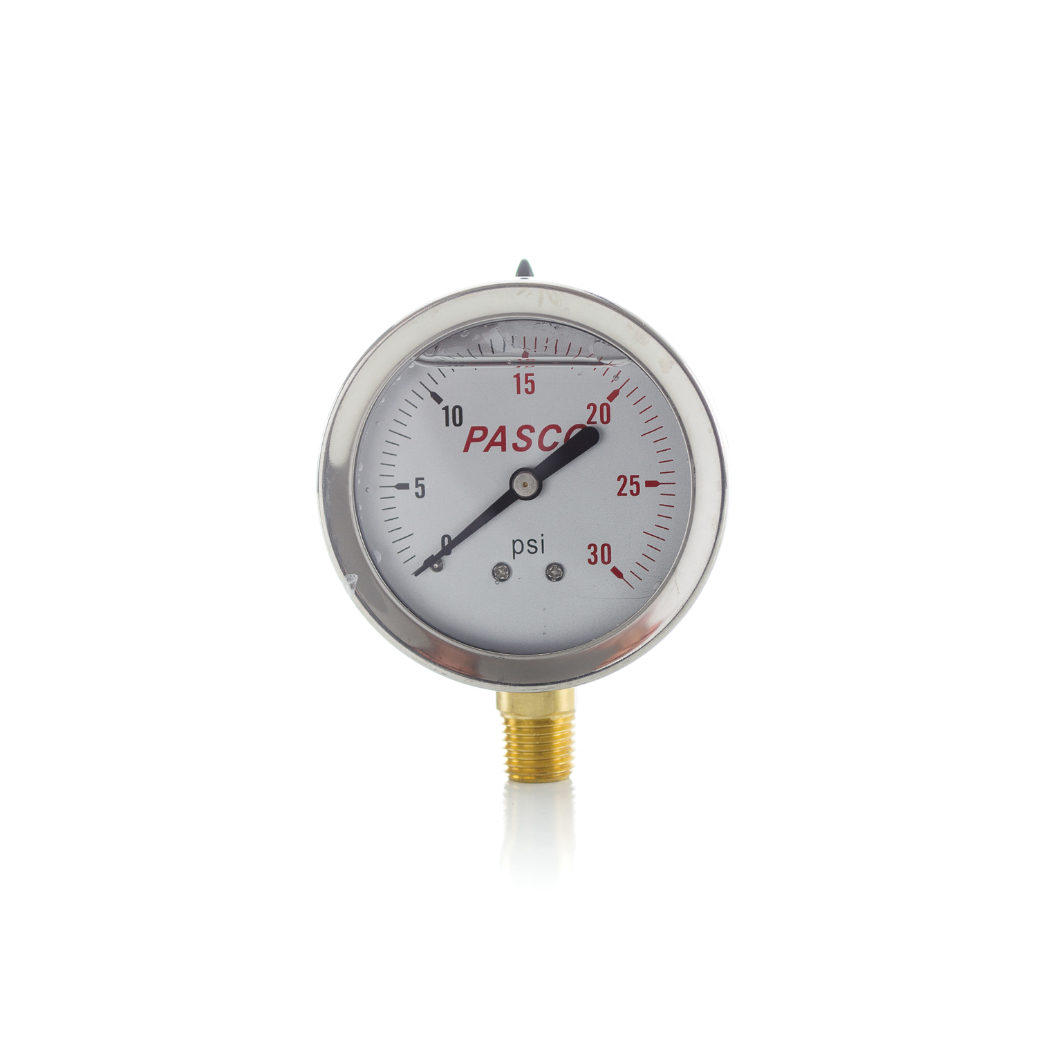 PASCO 1772 Pressure Gauge, 0 to 30 psi, 1/4 in MNPT Connection, 2-1/2 in Dial, +/- 3-2-3 %