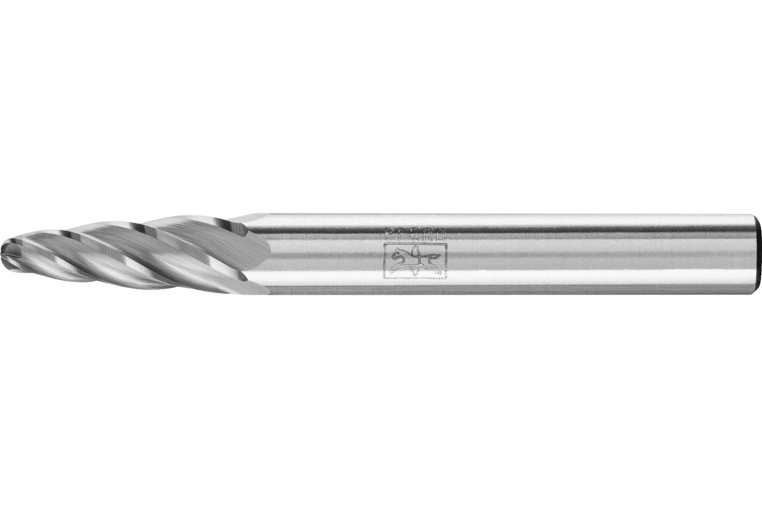 PFERD 21726002 Universal Line Extended Shank Premium Grade Carbide Burr, Oval Head, 1/2 in Dia Head, 7/8 in L of Cut, 6-3/4 in OAL, Double Cut