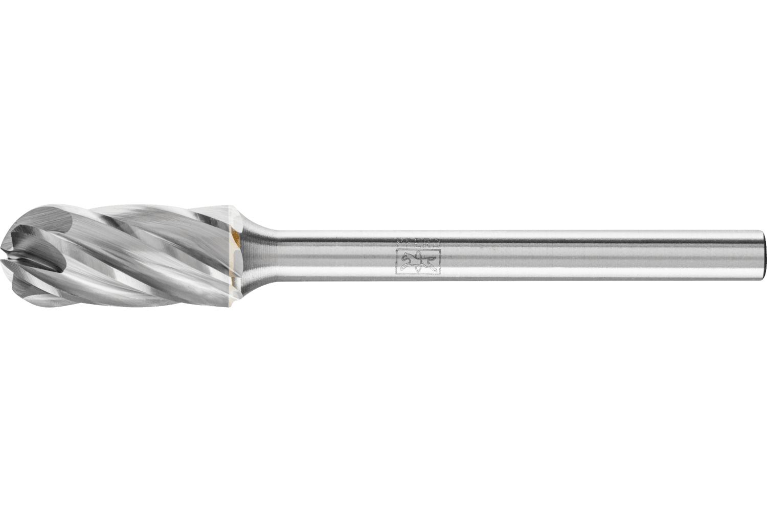 PFERD 21725659 Flame Bur, Flame Head, 1/2 in Dia Head, 1-1/4 in L of Cut, 3 in OAL, ALU Cut