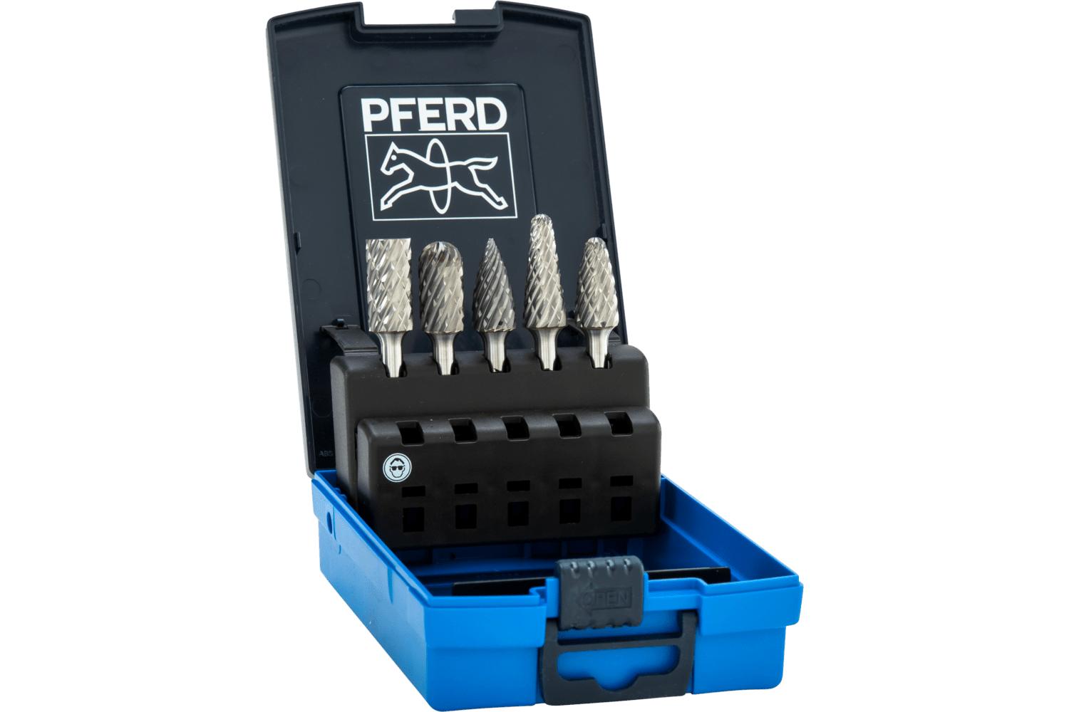 PFERD 21726551 High Performance Tough Burr Set, Double Cut, 5 Pieces