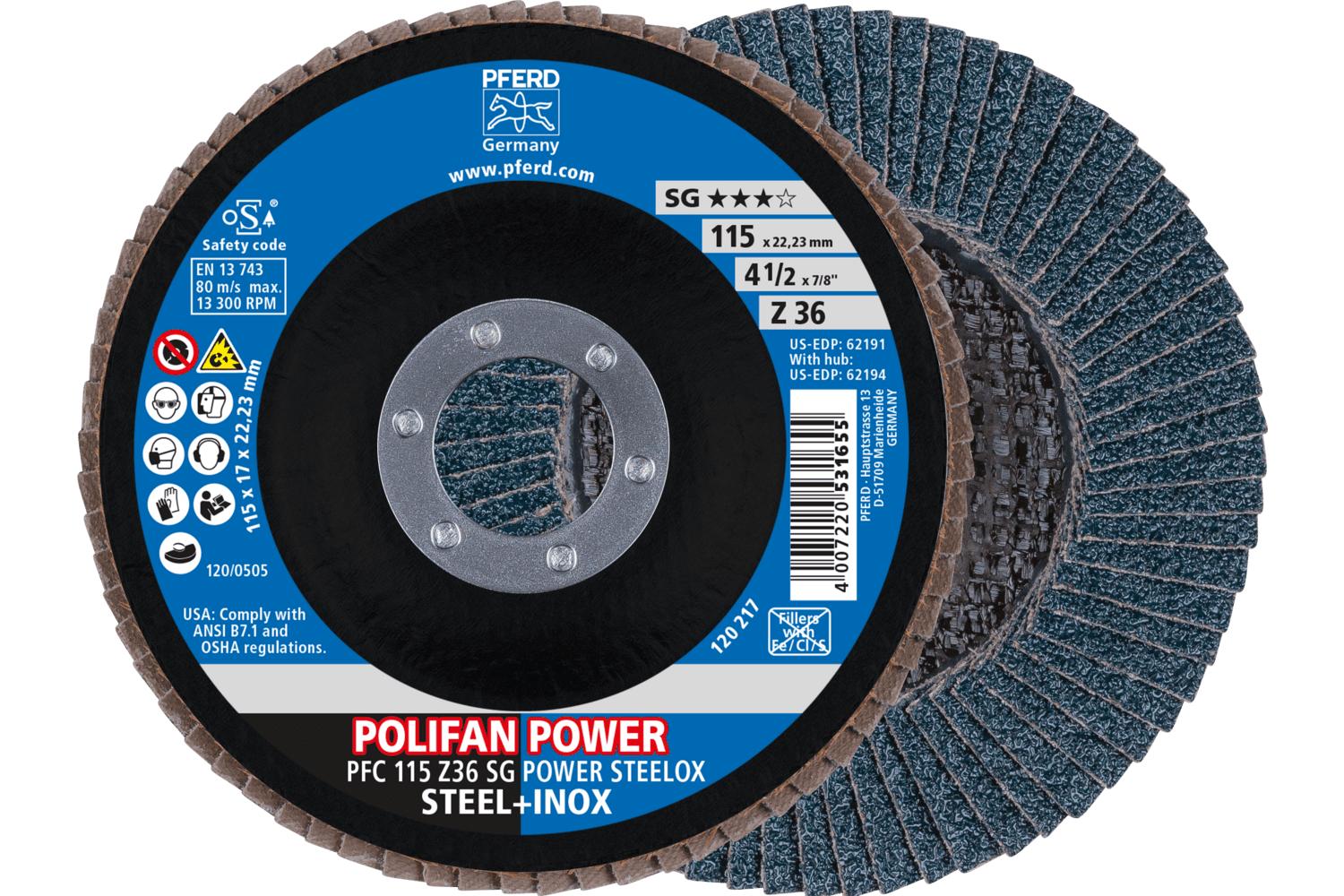 Wolverine&trade; 31347 Fast Cut Coated Abrasive Flap Disc, 4-1/2 in Dia Disc, 7/8 in Center Hole, 120 Grit, Fine Grade, Zirconia Alumina Abrasive, Type 29/Angled Disc