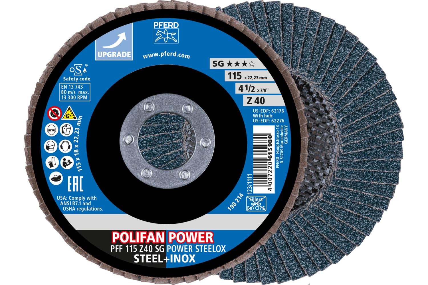 CGW® 42364 Contaminant-Free Premium XL Coated Abrasive Flap Disc, 4-1/2 in Dia, 7/8 in Center Hole, 60 Grit, Medium Grade, Z3® Zirconia Alumina Abrasive, Type 29 Conical Disc