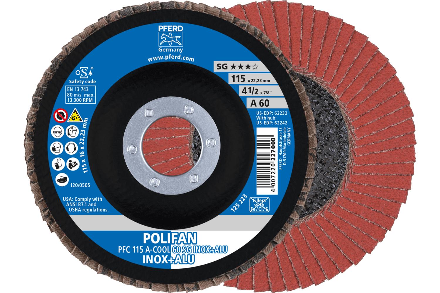 PFERD COMBICLICK® 64193103 Coated Abrasive Disc, 5 in Dia, 36 Grit, Topsized Ceramic Oxide Abrasive