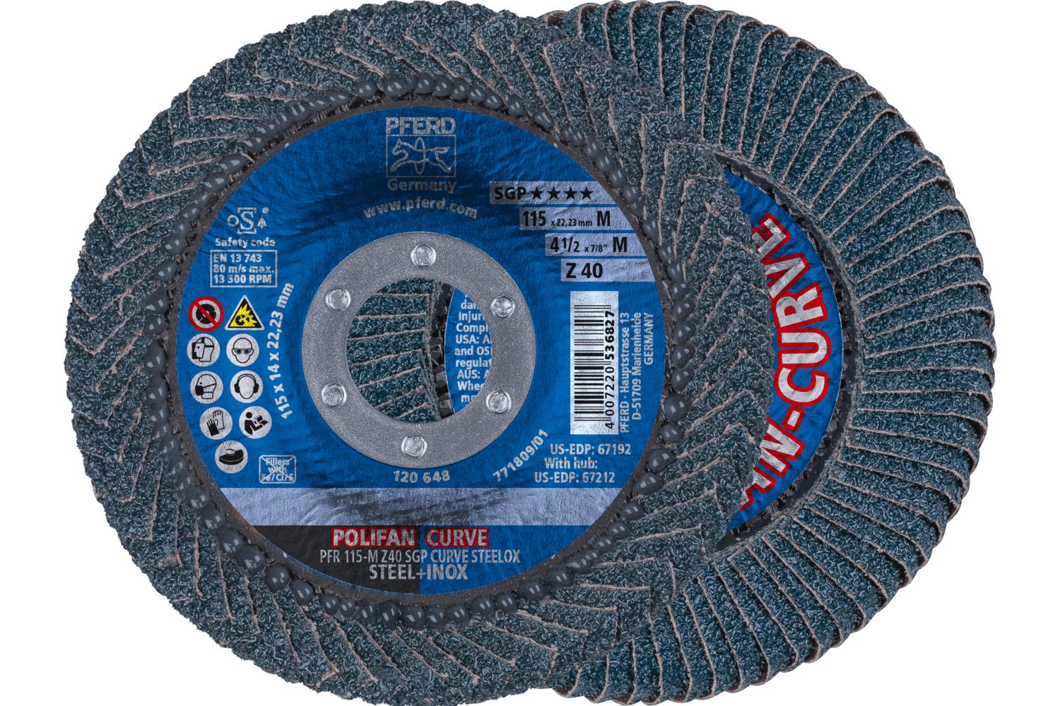 Vortec Pro® Wolverine™ 31350 Fast Cut Coated Abrasive Flap Disc, 4-1/2 in Dia Disc, 40 Grit, Coarse Grade, Zirconia Alumina Abrasive, Type 29/Angled Disc