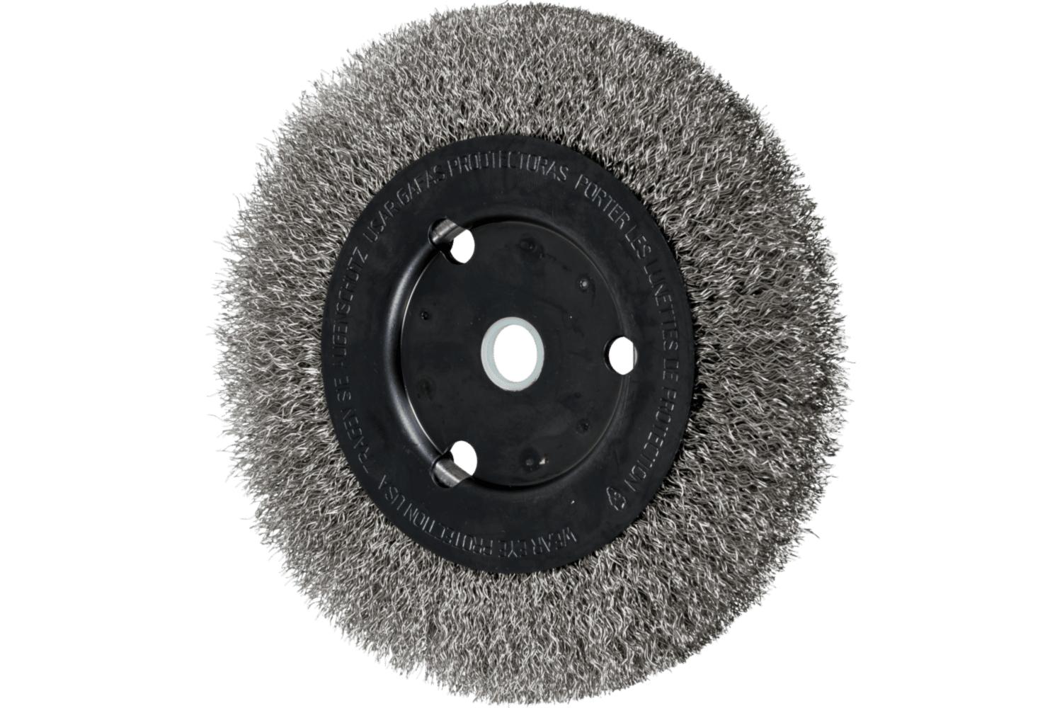 Roughneck&reg; 08916 STB-630 Narrow Face Filler Pass Wheel Brush, 6 in Dia Brush, 1/2 in W Face, 0.023 in Dia Filament/Wire Stringer Bead Knot Filament/Wire, 5/8 in Arbor Hole
