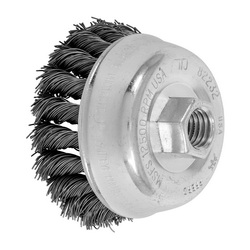 product PFERD 82220 External Nut Heavy Duty Minigrinder Single Row Cup Brush, 2-3/4 in Dia Brush, 5/8-11 Arbor Hole, 0.02 in Dia Filament/Wire, Standard/Twist Knot, Carbon Steel Fill
