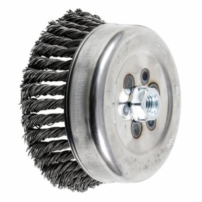 product PFERD 82329 External Nut Heavy Duty Minigrinder Single Row Cup Brush, 2-3/4 in Dia Brush, 5/8-11 Arbor Hole, 0.014 in Dia Filament/Wire, Standard/Twist Knot, Stainless Steel Fill