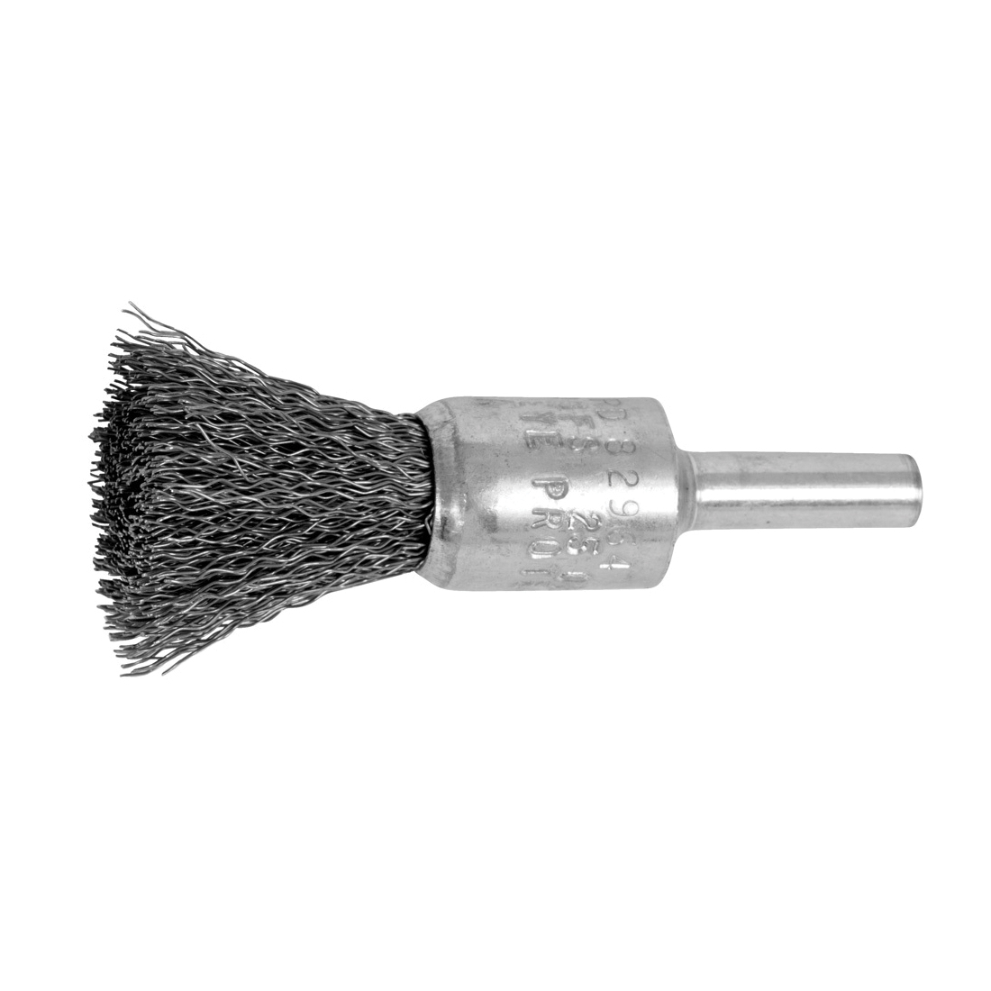 PFERD 83072 Flared Cup Stem Mount End Brush, 3/4 in, Knot, 0.014 in, Carbon Steel Fill, 1 in L Trim