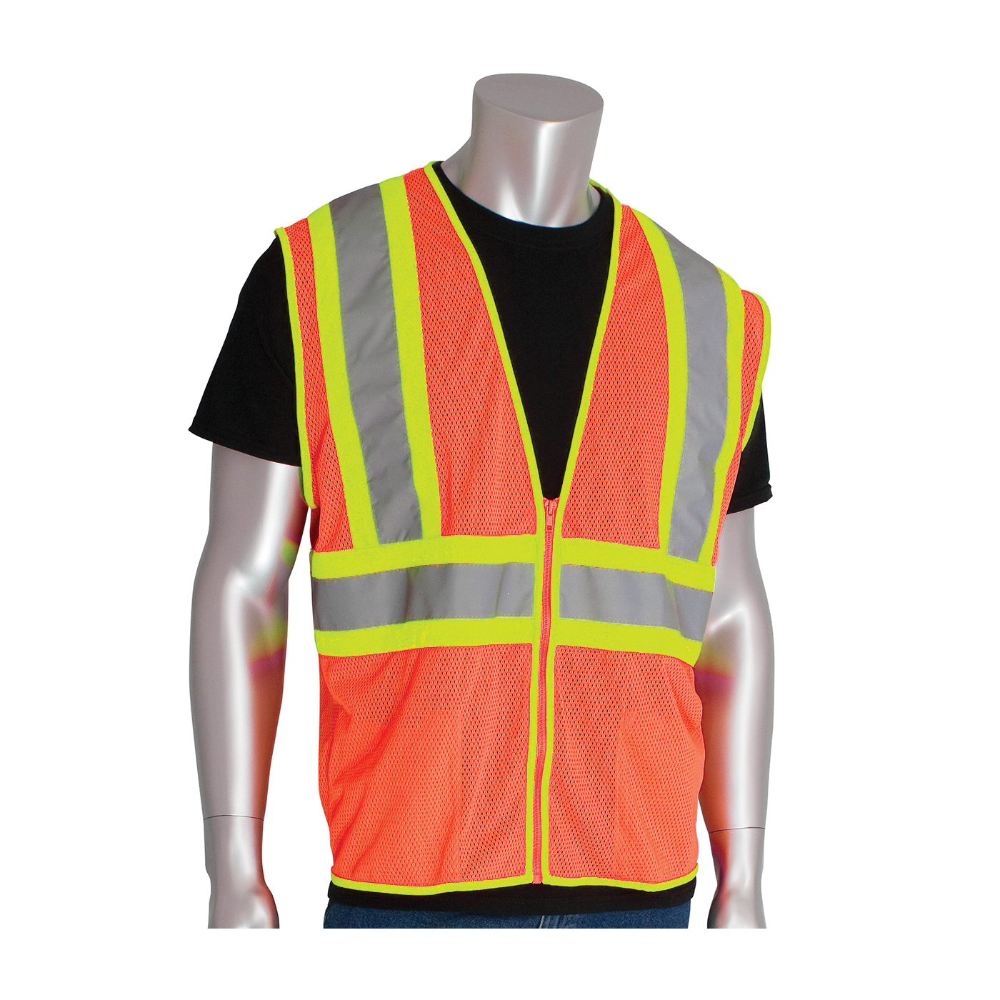 PIP&reg; 302-WCENGZLY-M Standard Solid Vest, M, Hi-Viz Lime Yellow, Polyester Mesh, Zipper Closure, ANSI Class: Class 2, Specifications Met: ANSI 107 Type R Class 2