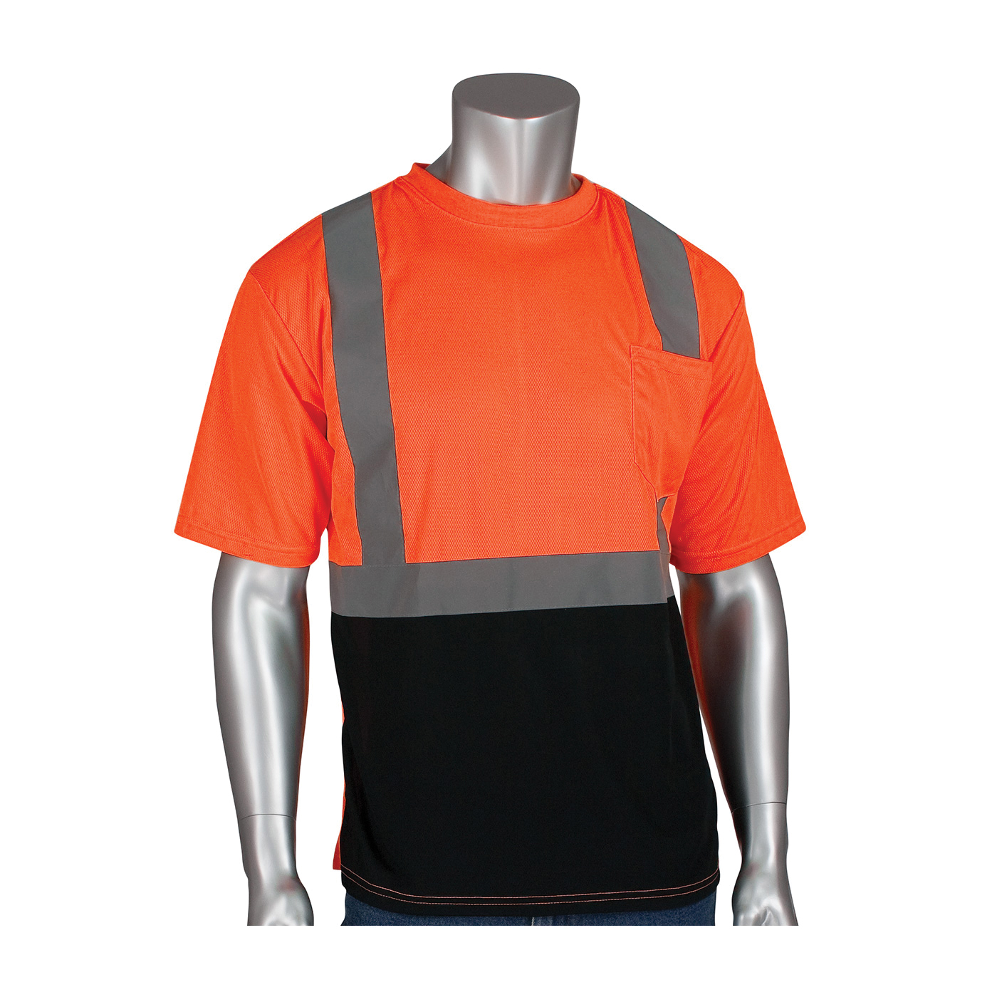 PIP® 312-1200-OR/L Short Sleeve T-Shirt, L, Orange, Polyester, 31.1 in L