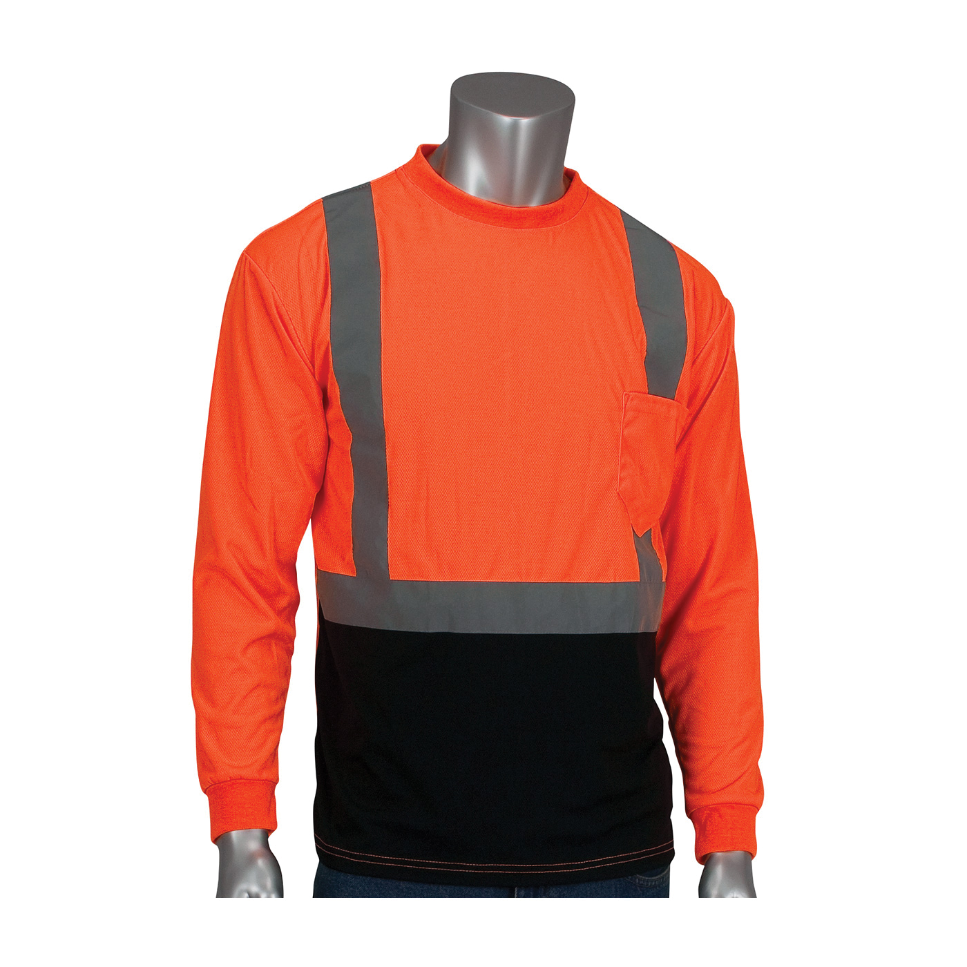 PIP&reg; 323-HSSEOR-4X Sweatshirt, 4XL, Hi-Viz Orange, Polyester Fleece, 30.7 in L