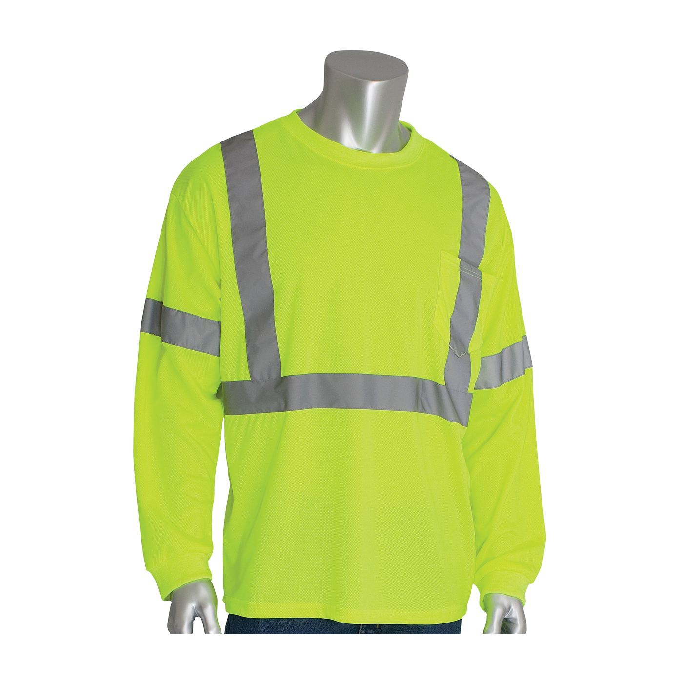 PIP&reg; 323-1330B-LY/4X Sweatshirt With Black Bottom, Unisex, 4XL, Lime Yellow, 33.1 in L, Polyester Fleece