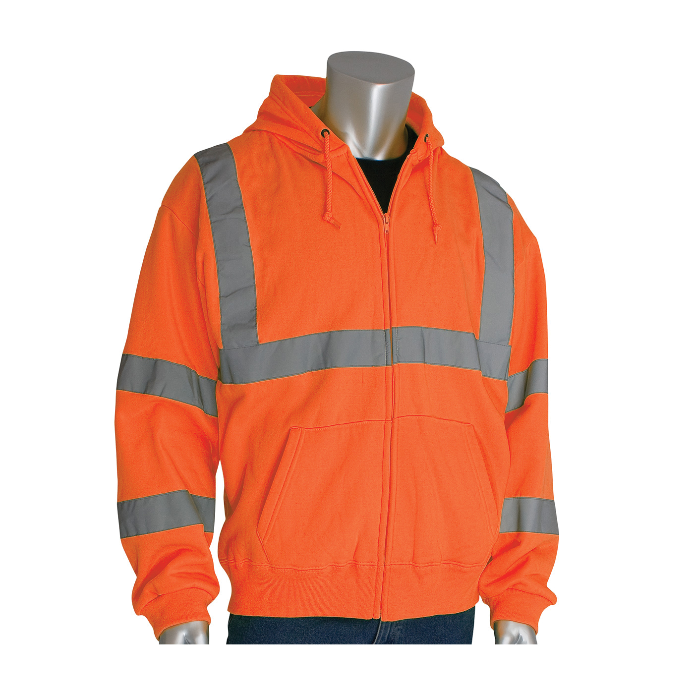 PIP&reg; 310-1100-OR/XL Long Sleeve T-Shirt, XL, Hi-Viz Orange, Bird's Eye Polyester