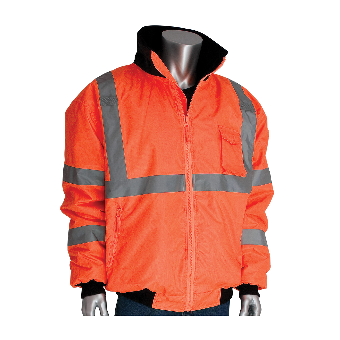 PIP ECONOMY BOMBER JACKET 3X-LARGE HI-VIS ORANGE 6-POCKET