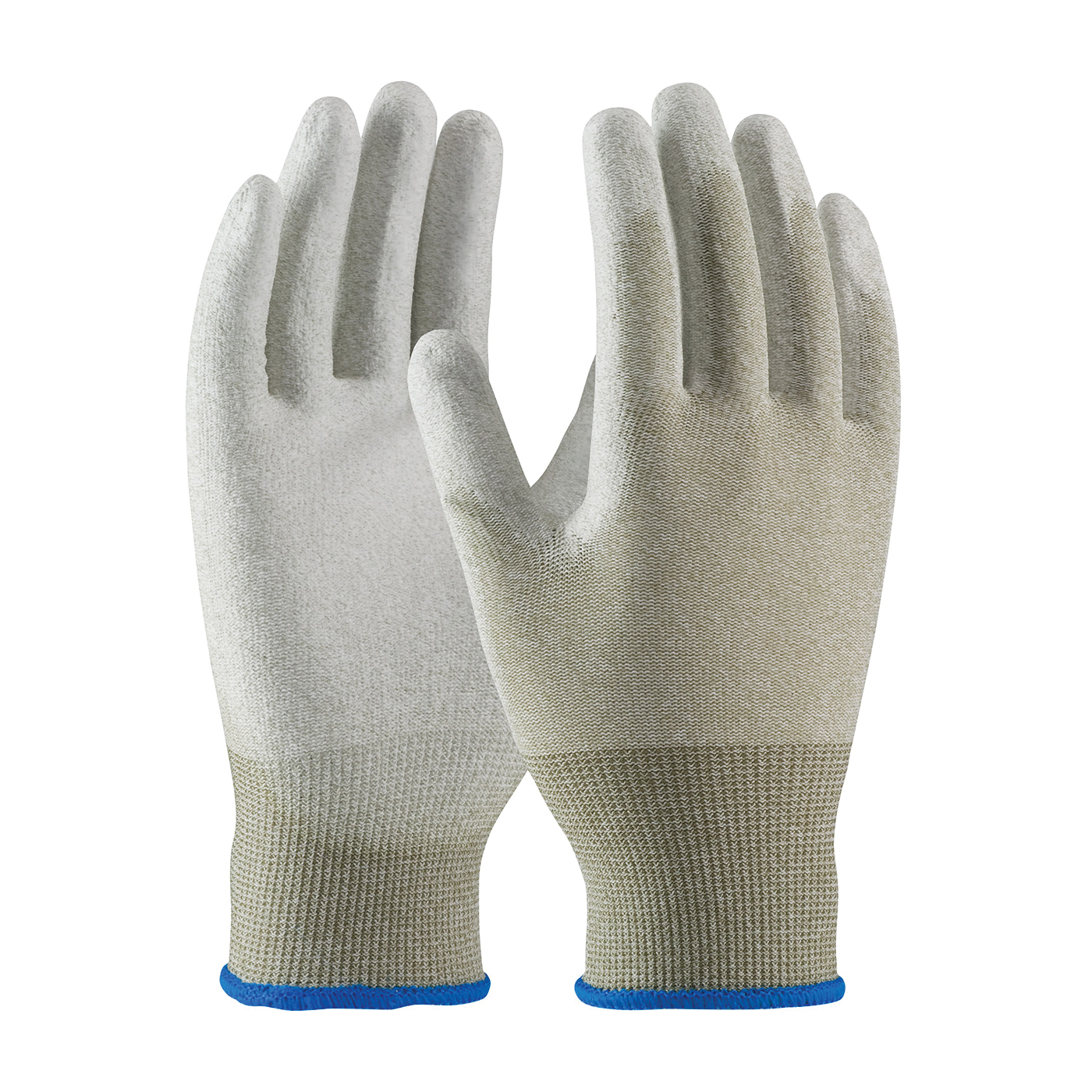 product PIP® CleanTeam® 40-6416/L Electrostatic Dissipative Antistatic Gloves, Full Finger/Seamless Style, Carbon Fiber/Nylon/Synthetic, Copper/White, Continuous Knit Wrist Cuff, Polyurethane Coating, 9.7 in L, Resists: Abrasion and Puncture, ASTM D-257:2007