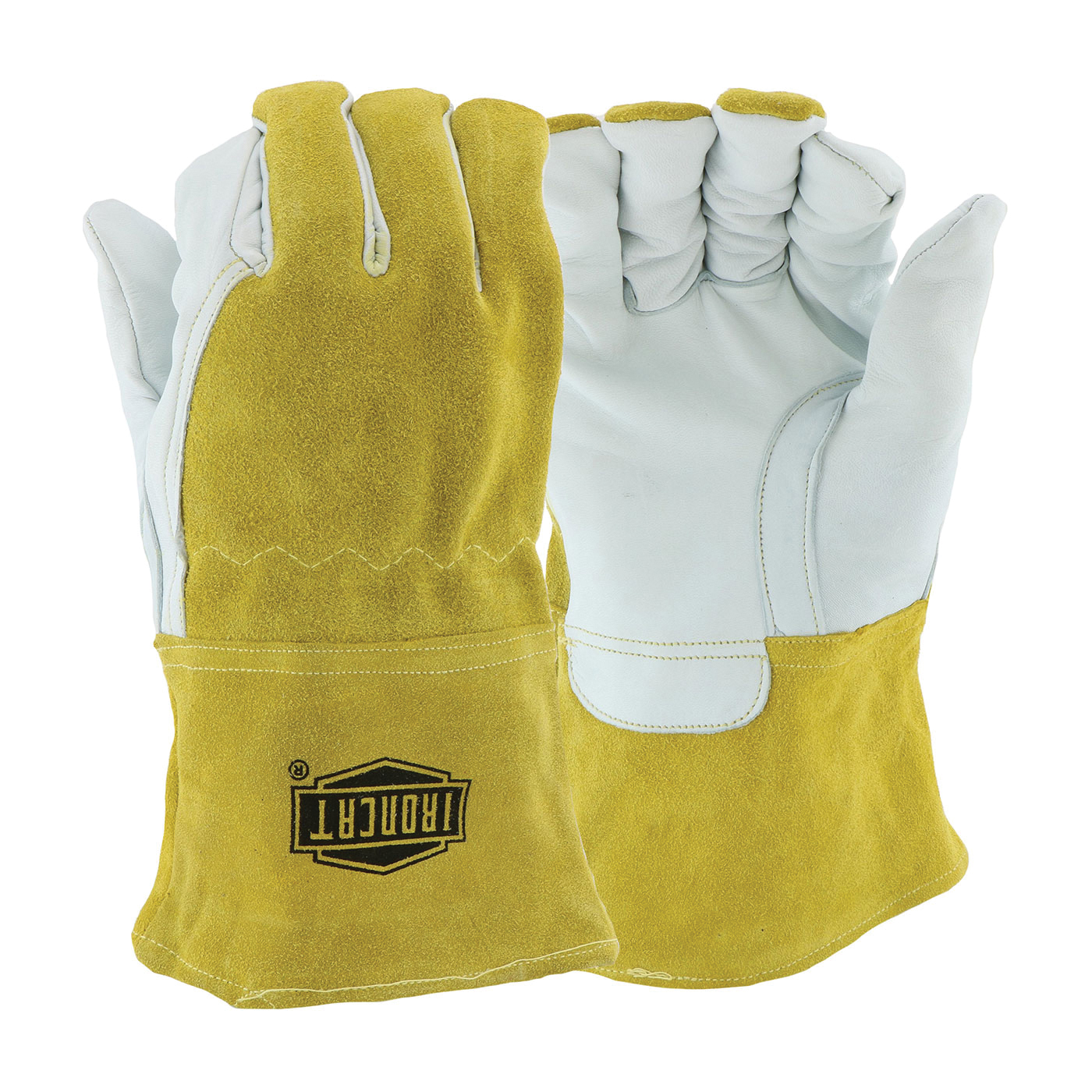 Tillman&trade; 50L 50 Series Premium Grade MIG Welding Gloves, L, Split Cowhide Leather Back/Kevlar&reg; Stitching/Split Cowhide Leather Cuff, Pearl, Fleece, Gauntlet Cuff, 14 in L