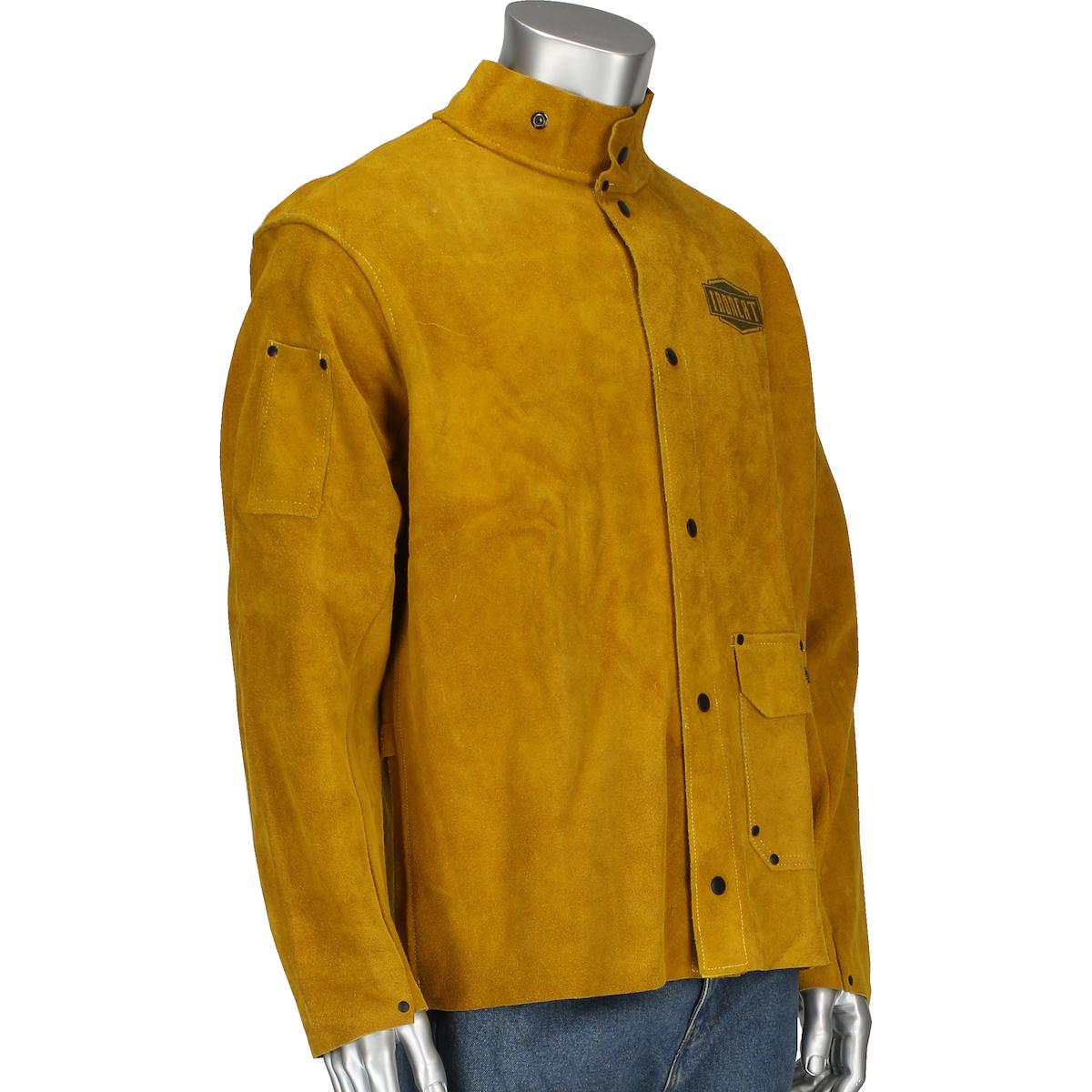 Best Welds&reg; 1200XL 902-1200 Welding Jacket, XL, Split Cowhide Leather, Lava Brown, Resists: Abrasion and Heat