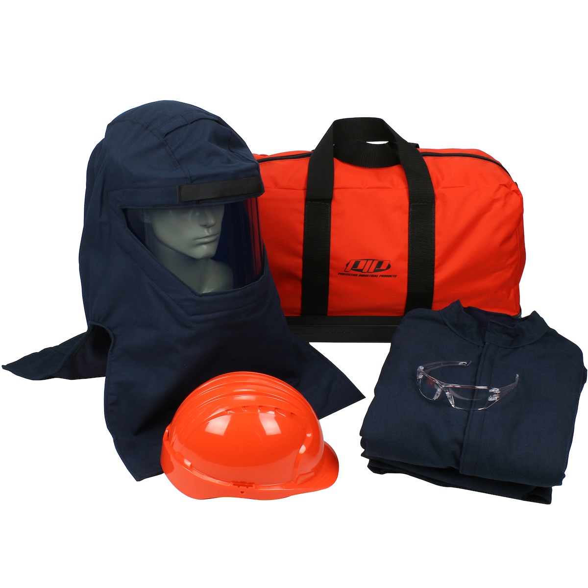 PIP&reg; 9150-52810/2X Arc Flash Kit, Hazard Risk Category (HRC): 2, Hood/Face Shield Max Arc Flash Protection: 12 cal/sq-cm, Garment Max Arc Flash Protection: 12 cal/sq-cm, Specifications Met: NFPA 70E-2018, Arc Shield/Hard Hat Head/Face Protection