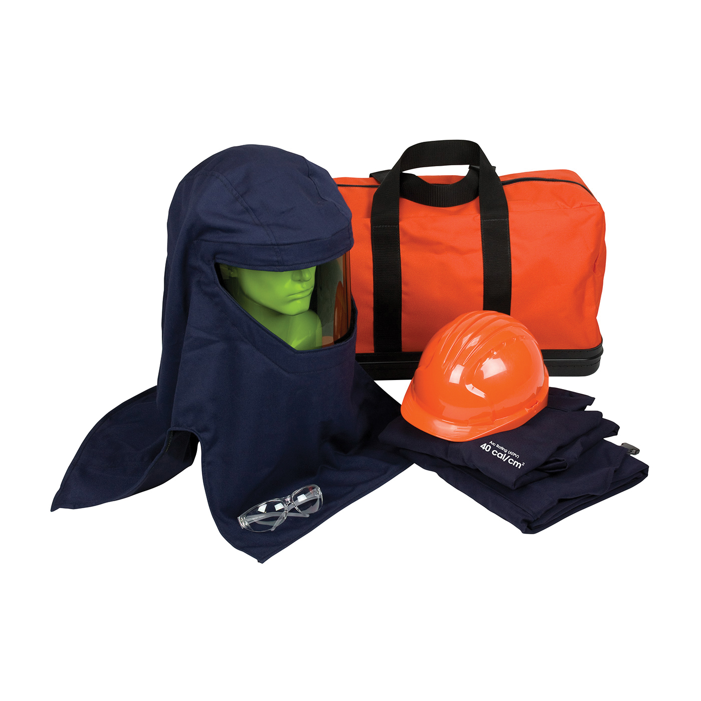 PIP&reg; 9150-52810/2X Arc Flash Kit, Hazard Risk Category (HRC): 2, Hood/Face Shield Max Arc Flash Protection: 12 cal/sq-cm, Garment Max Arc Flash Protection: 12 cal/sq-cm, Specifications Met: NFPA 70E-2018, Arc Shield/Hard Hat Head/Face Protection