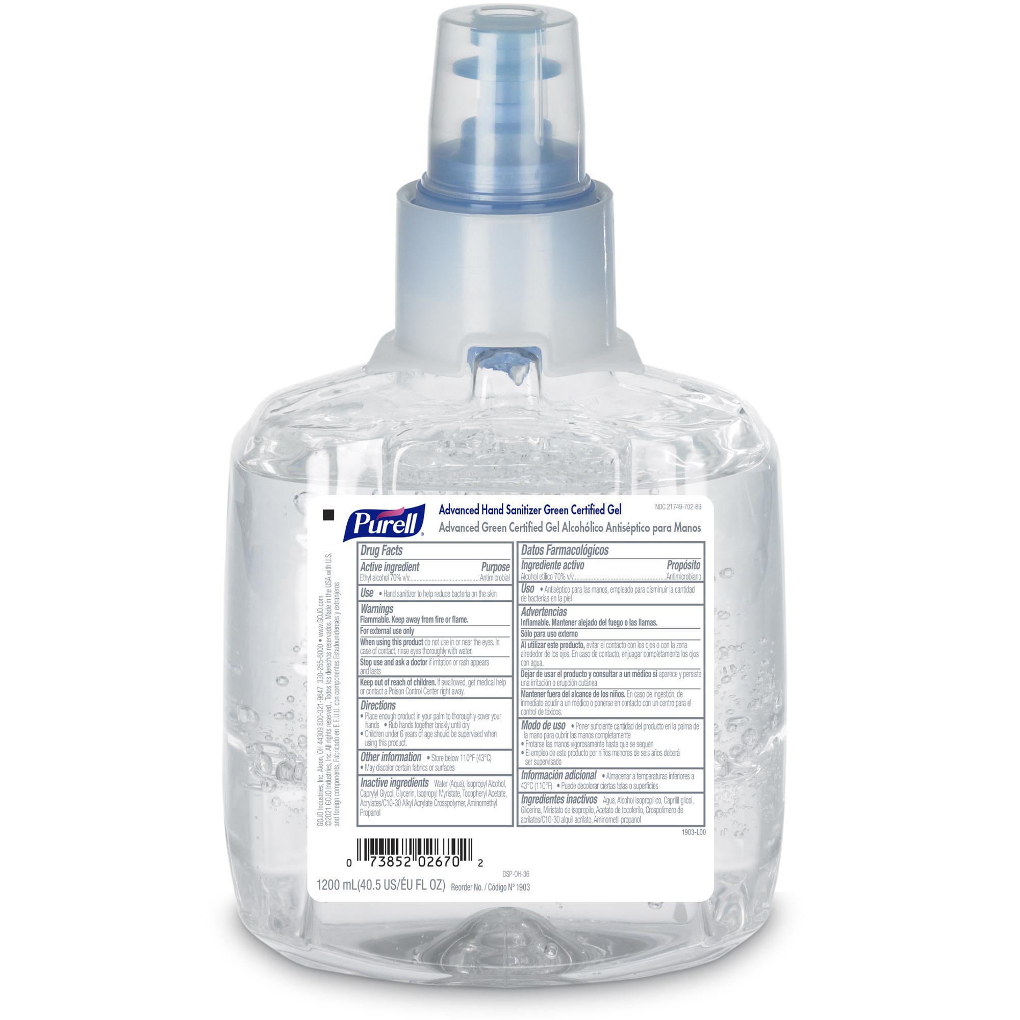 PURELL&reg; 5191-04 Advanced Instant Hand Sanitizer, 1200 mL Nominal, Dispenser Refill Package, Foam Form, Alcohol/Fragrance-Free Odor/Scent, Clear/Colorless/Yellow