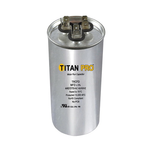 Packard Titan Pro™ TRCFD505 Dual Section Motor Run Capacitor, 50/5 uF, 440/370 VAC, Round