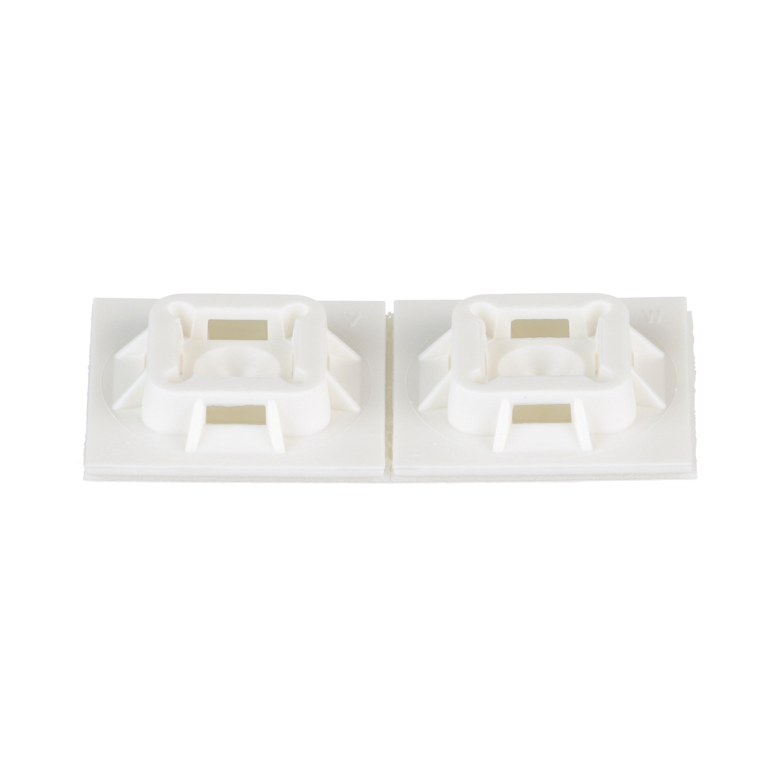 Panduit® ABM3H-A-L Cable Tie Mount, 4-Way, Rubber Adhesive Tape Mount, 0.35 in W Tie, Nylon 6.6, White
