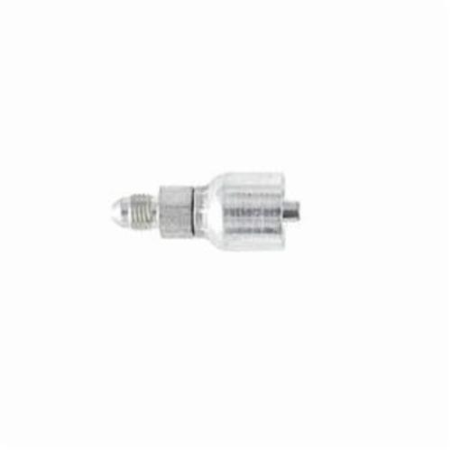 Parker® 10143-4-4 43 Series Crimp Style Straight Hydraulic Hose Fitting, 1/4 in Hose, 1/4-18 Connection, Male NPTF Rigid, 1.26 in Cutoff Allowance, Steel