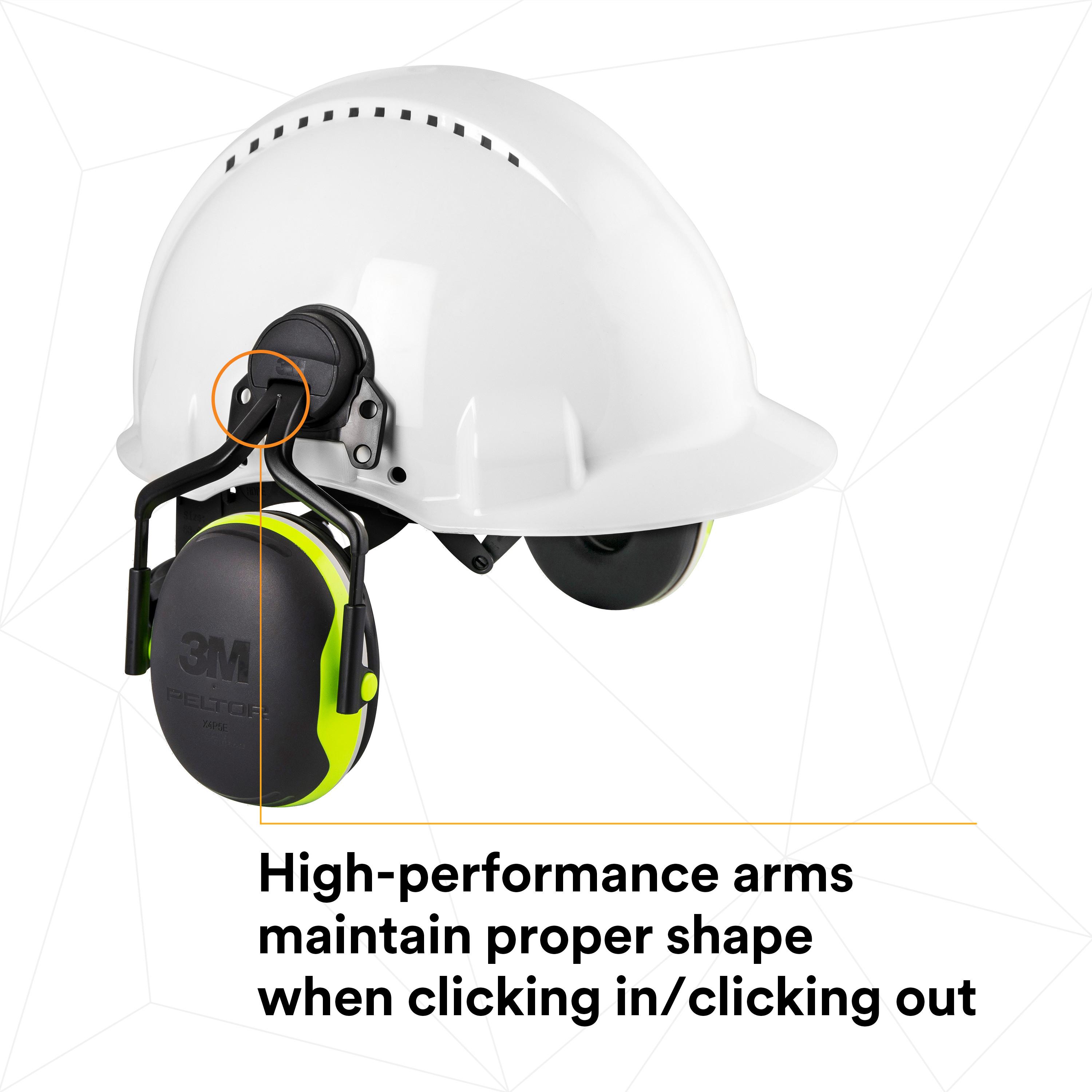 Peltor&trade; 7100097429 X Series Hard Hat Attached Earmuff, 25 dB Noise Reduction, Black/Yellow